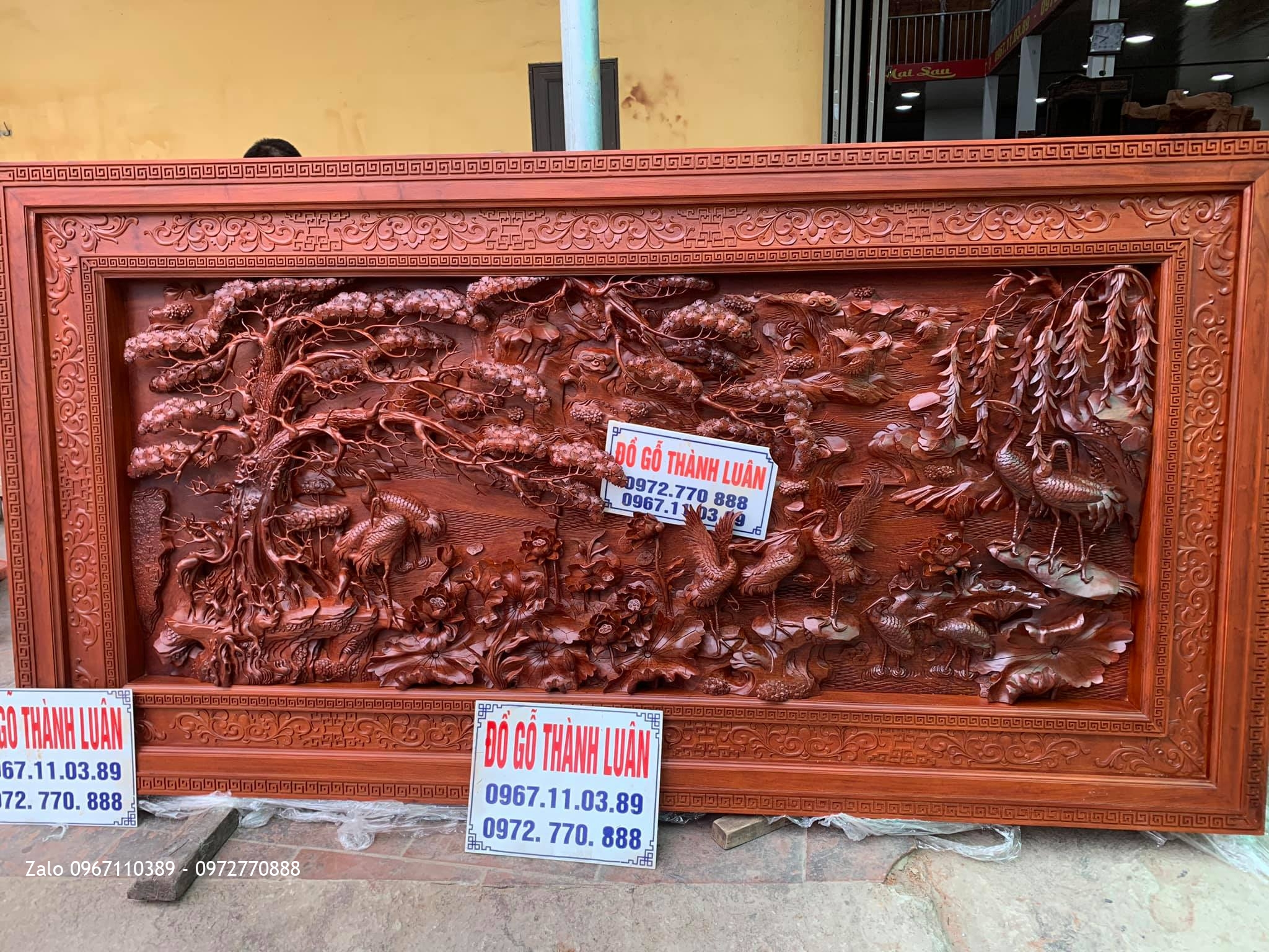 Tranh Gỗ Cửu Hạc, Tranh Phu Thê Đục Nổi 4D-