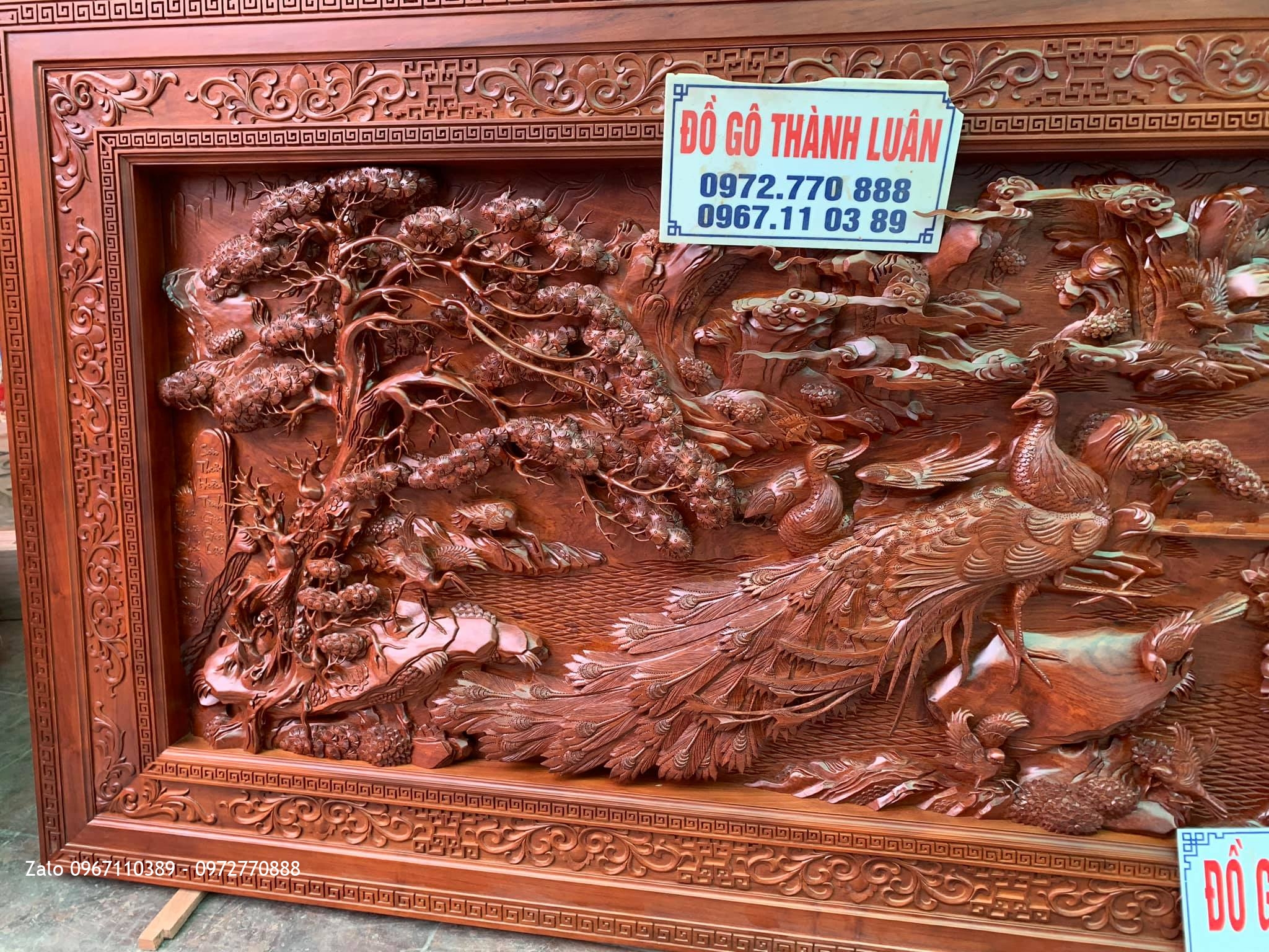 Tranh Gỗ Cửu Hạc, Tranh Phu Thê Đục Nổi 4D.