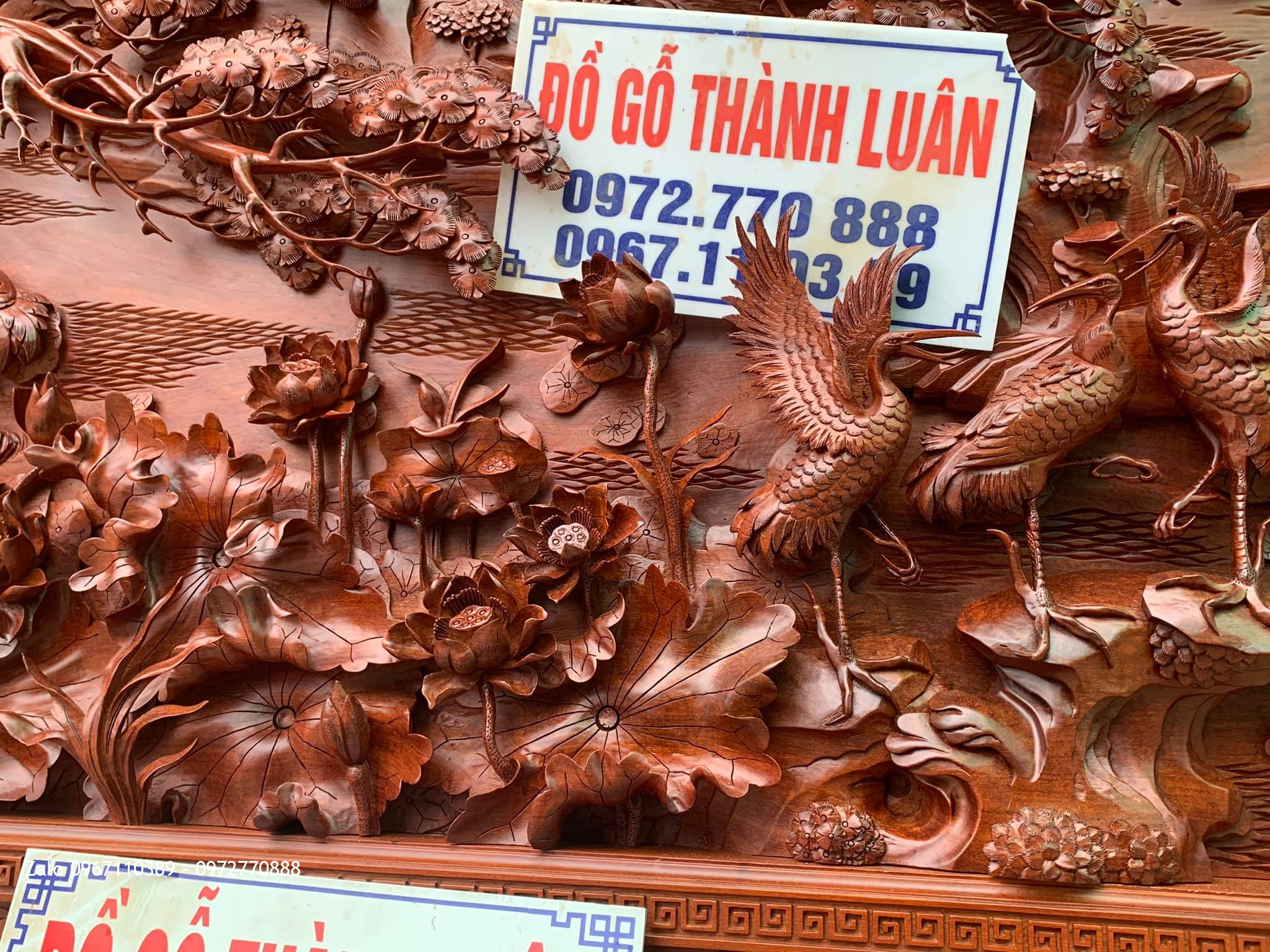 Tranh Gỗ Cửu Hạc, Tranh Phu Thê Đục Nổi 4Dư