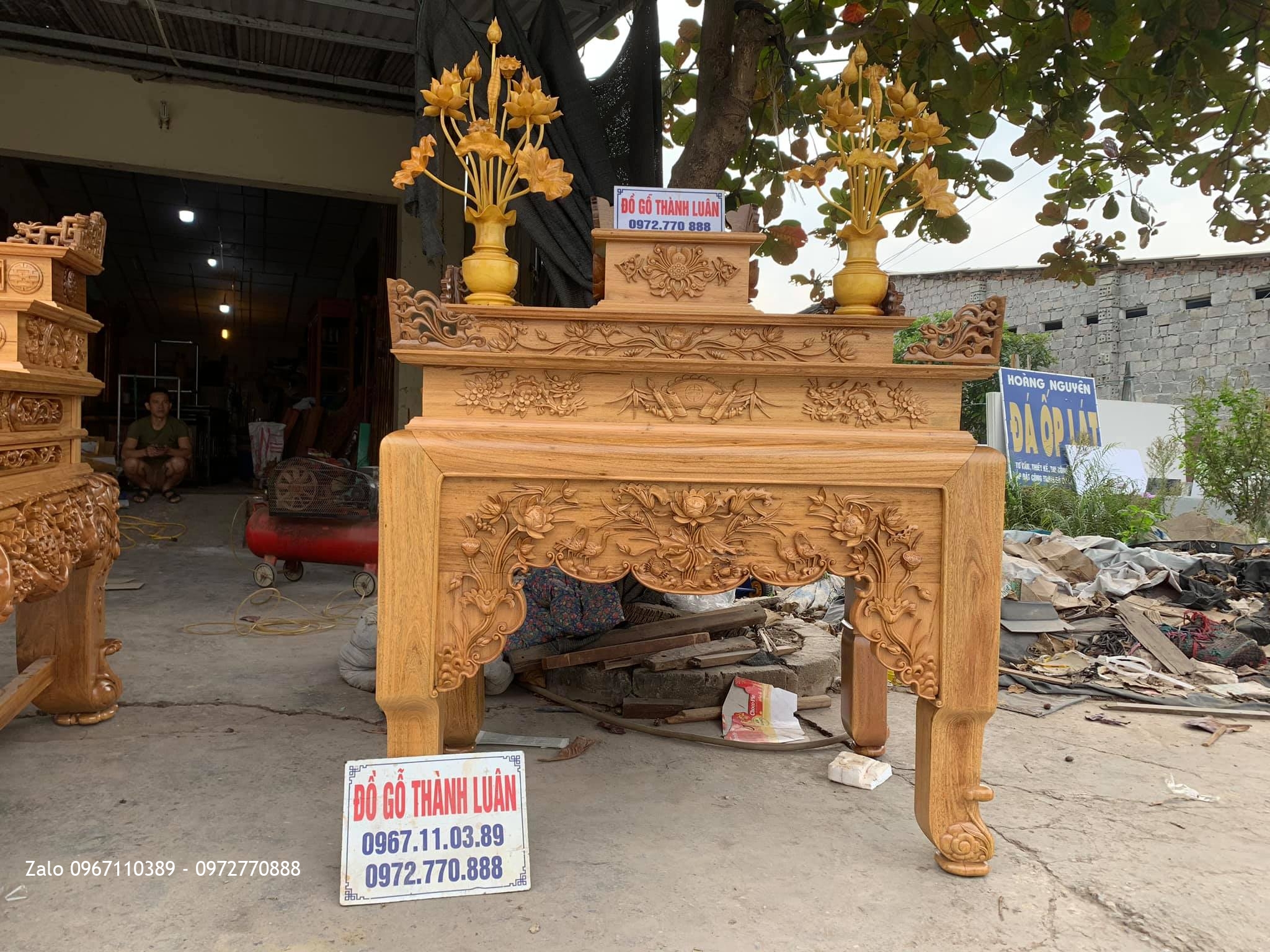 Sập Thờ Ngũ Phúc Kim Tiền Tam Cấp Gỗ Gụ. Bán Về Lạc Long Quân HN;