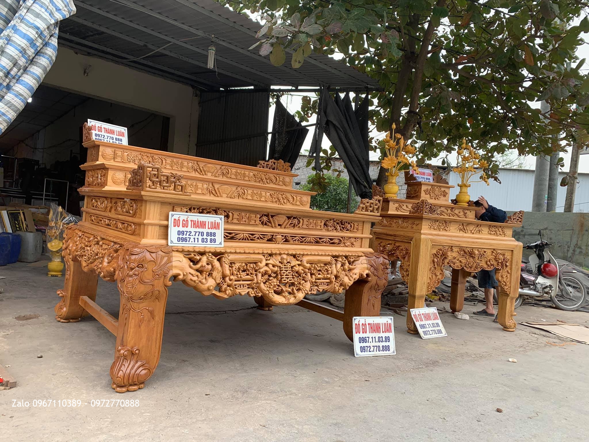 Sập Thờ Ngũ Phúc Kim Tiền Tam Cấp Gỗ Gụ. Bán Về Lạc Long Quân HN.,,