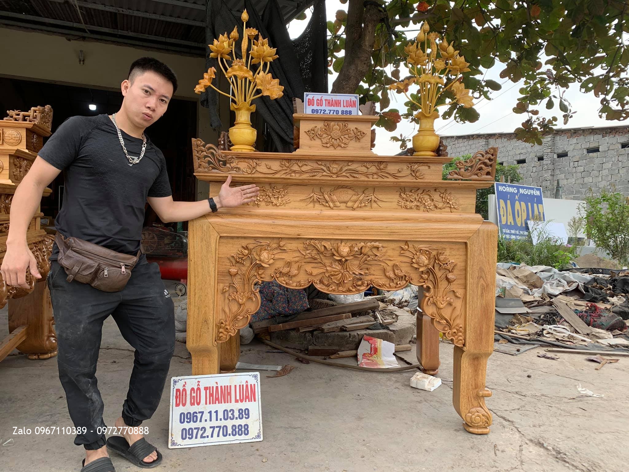 Sập Thờ Ngũ Phúc Kim Tiền Tam Cấp Gỗ Gụ. Bán Về Lạc Long Quân HN.,