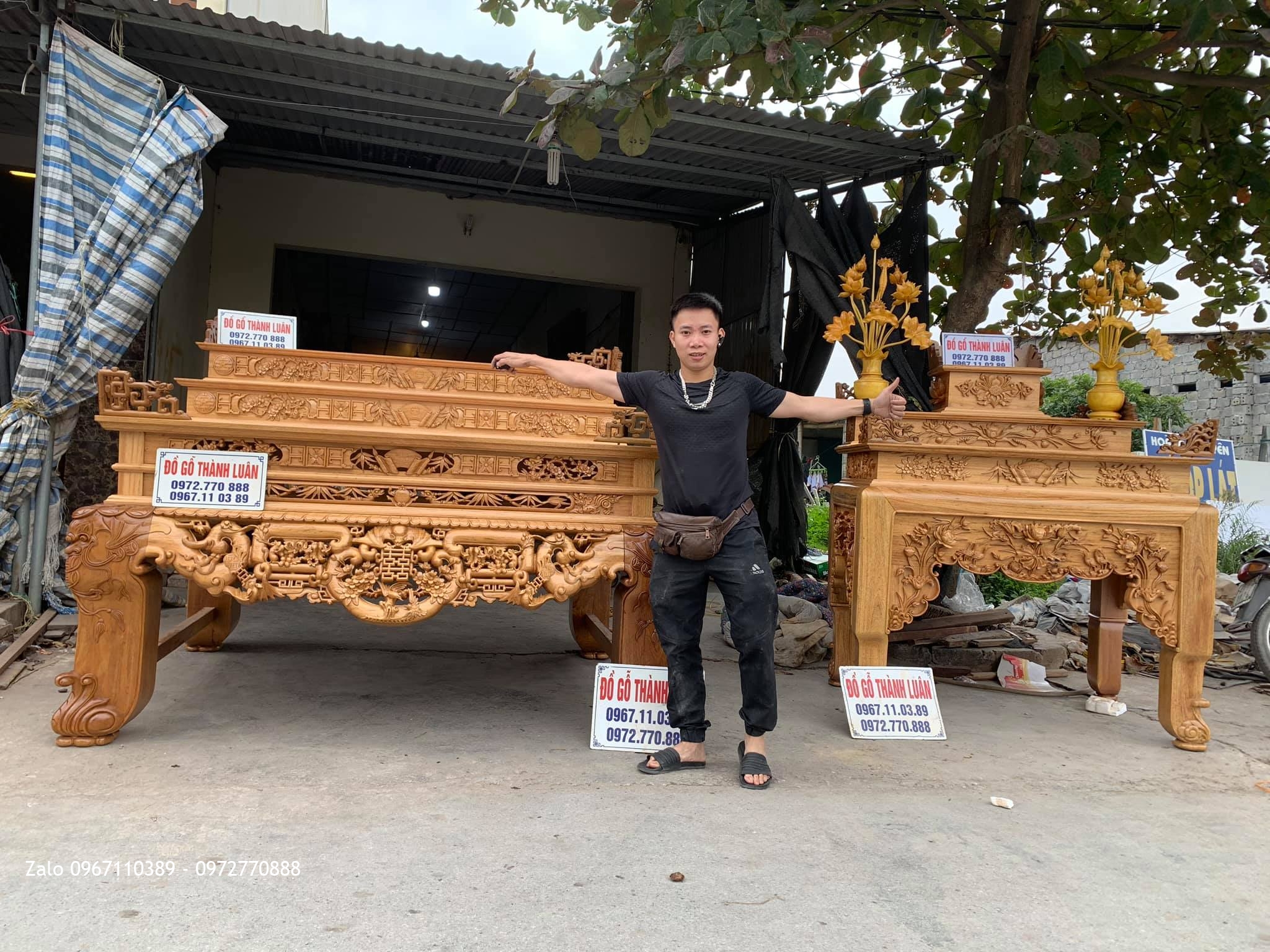 Sập Thờ Ngũ Phúc Kim Tiền Tam Cấp Gỗ Gụ. Bán Về Lạc Long Quân HN...