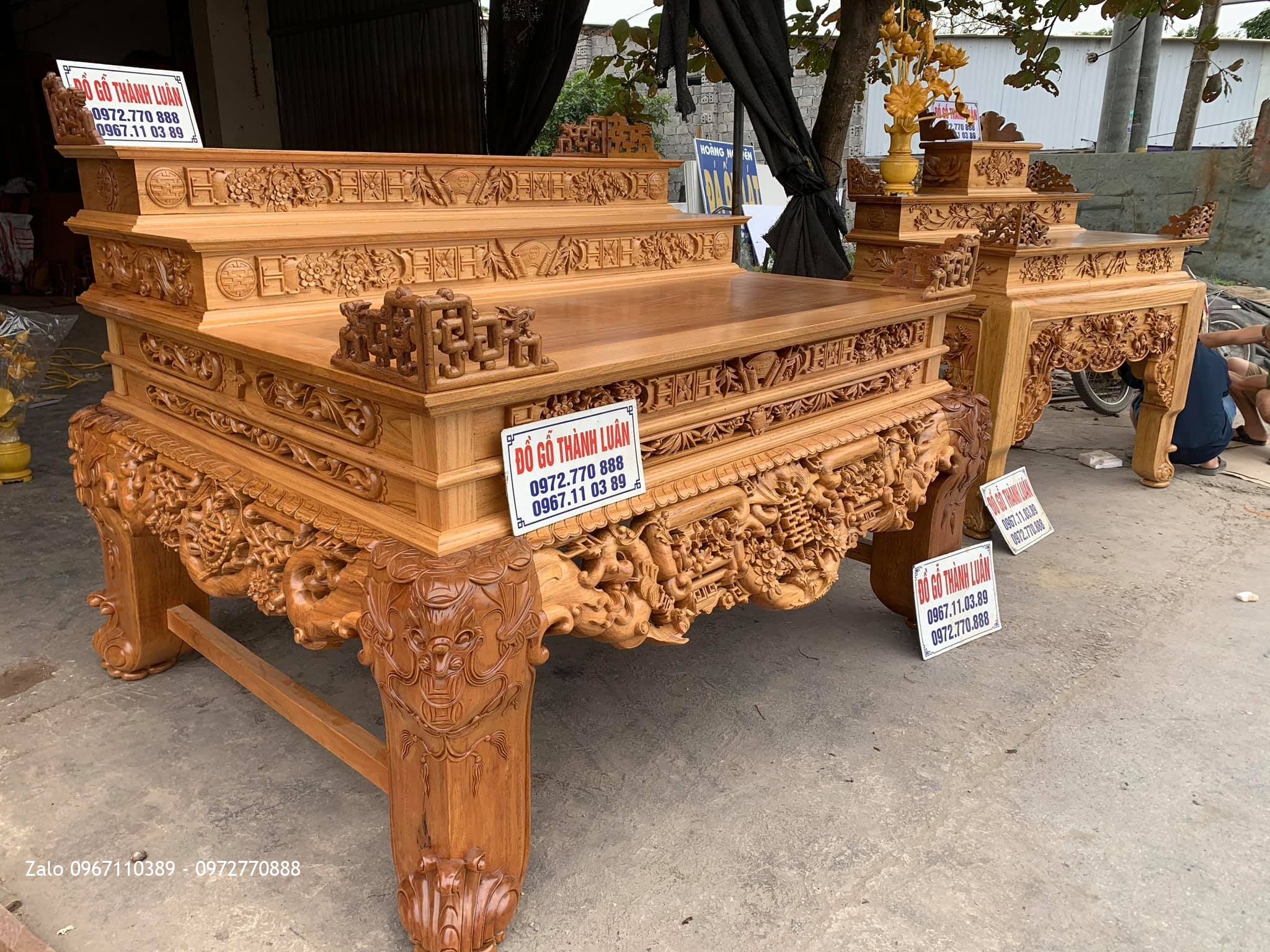 Sập Thờ Ngũ Phúc Kim Tiền Tam Cấp Gỗ Gụ. Bán Về Lạc Long Quân HN@