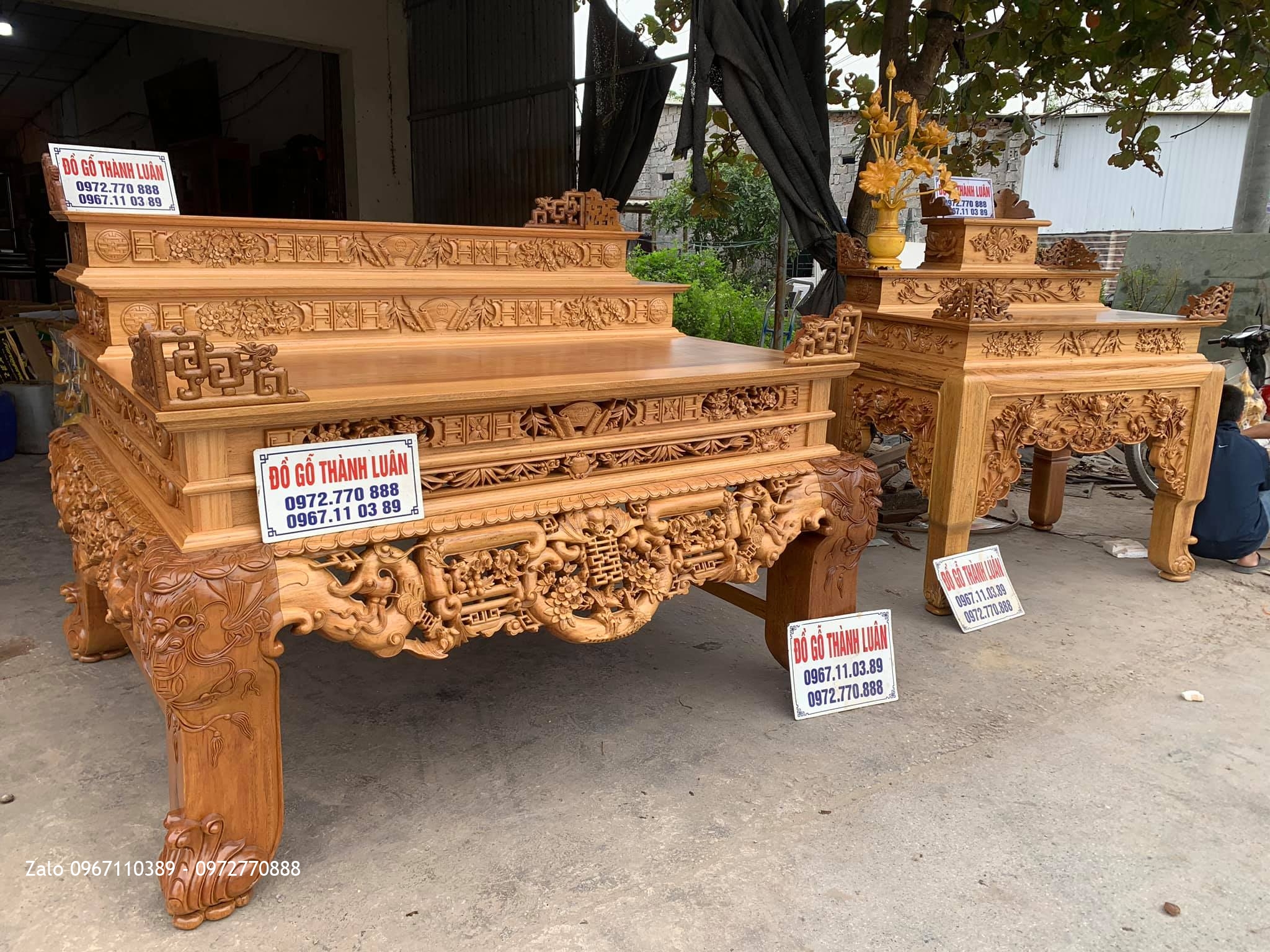 Sập Thờ Ngũ Phúc Kim Tiền Tam Cấp Gỗ Gụ. Bán Về Lạc Long Quân HN@@