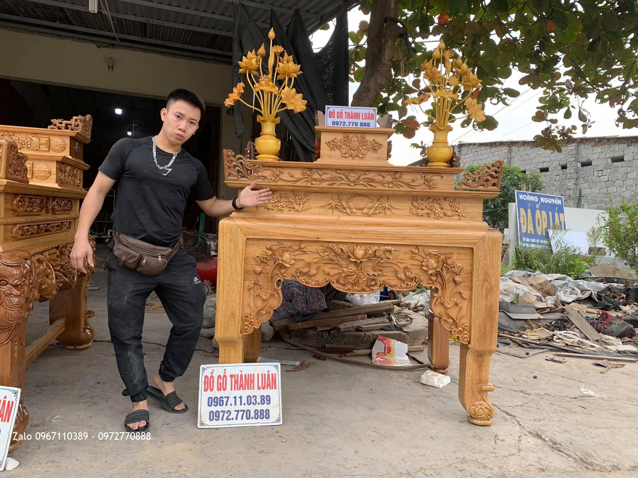 Sập Thờ Ngũ Phúc Kim Tiền Tam Cấp Gỗ Gụ. Bán Về Lạc Long Quân HN: