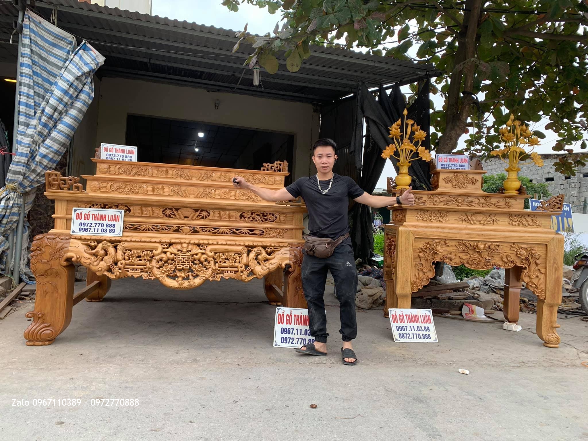 Sập Thờ Ngũ Phúc Kim Tiền Tam Cấp Gỗ Gụ. Bán Về Lạc Long Quân HN:::