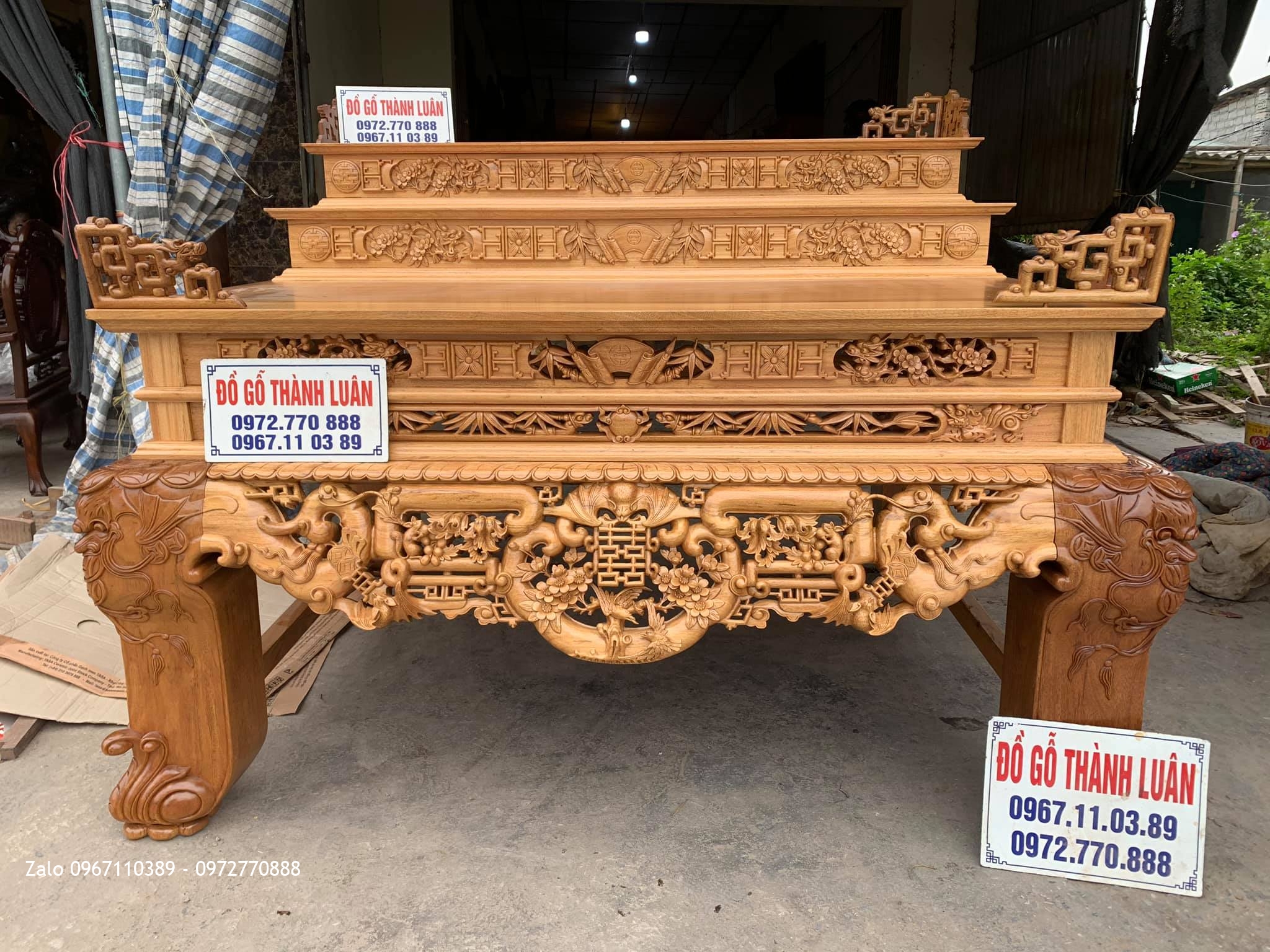 Sập Thờ Ngũ Phúc Kim Tiền Tam Cấp Gỗ Gụ. Bán Về Lạc Long Quân HNơ@