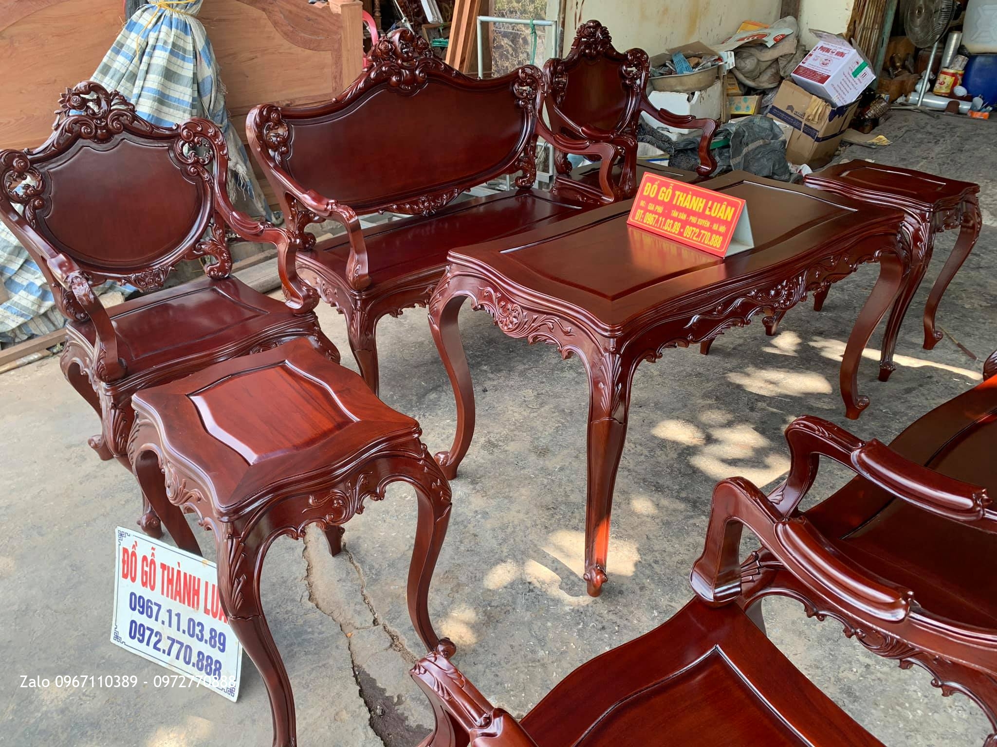 Bộ bàn ghế Lu-i (louis) gỗ Gõ Đỏ 9 món. A Hội Xã Đông, huyện KBang tỉnh Gia Lai:::