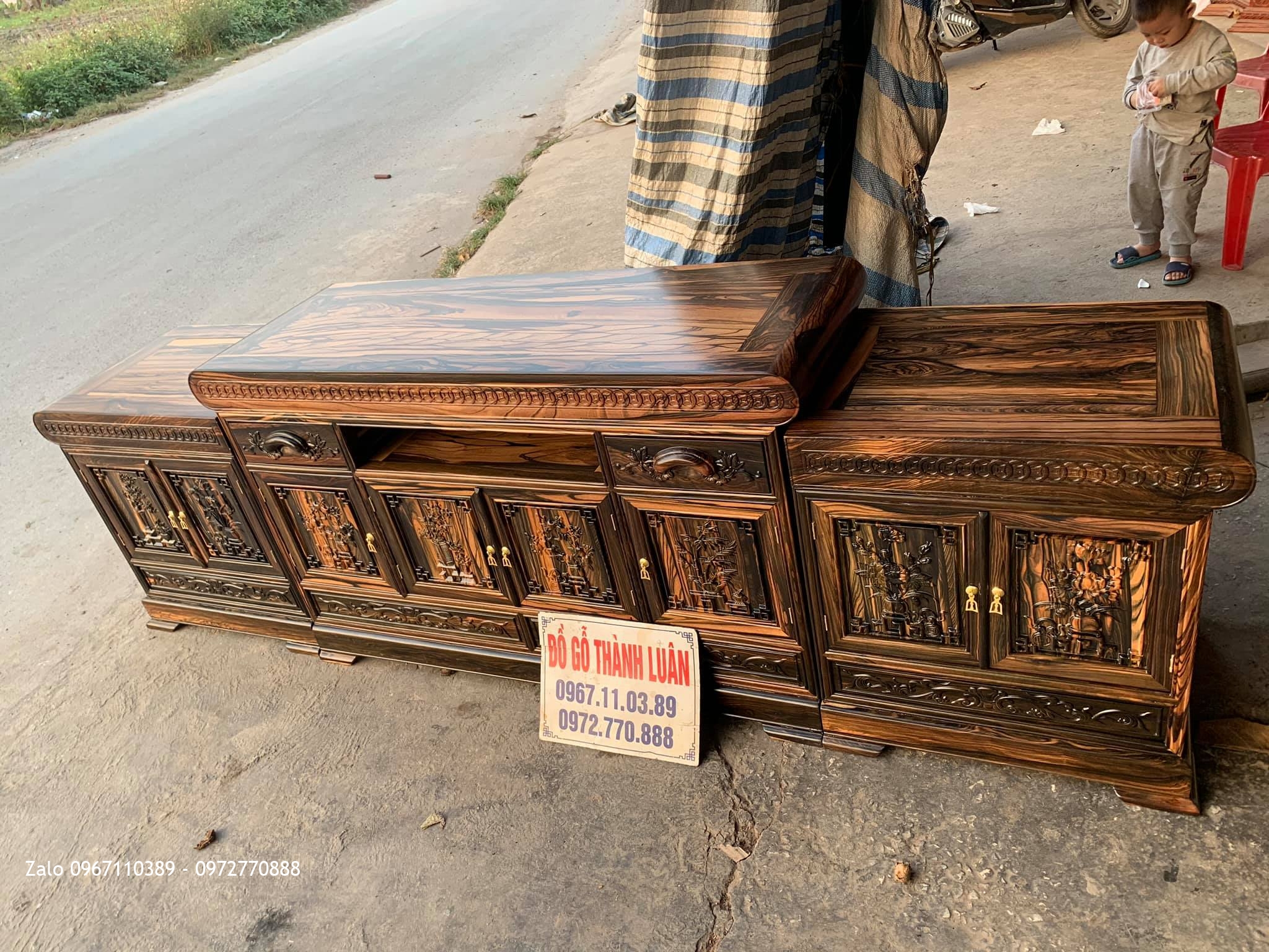 2 Kệ TiVi Gỗ Mun Vân Hoa Vip. C Chúc Phú Thọ, C Phong Q8, TPHCM