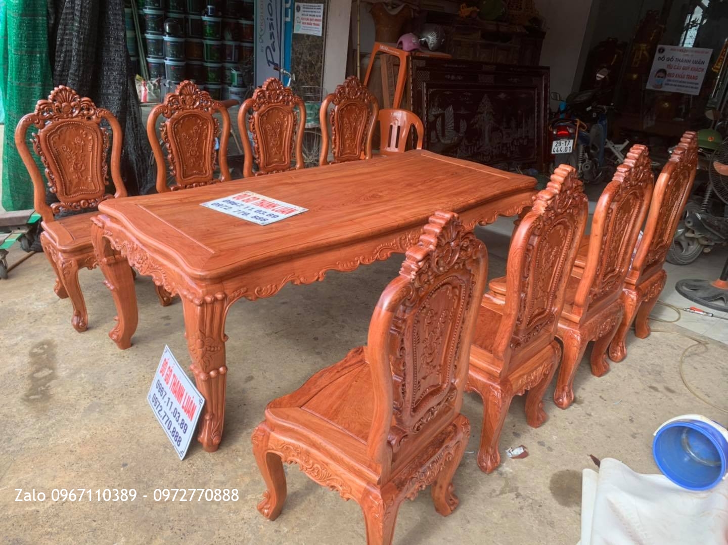 Bộ Bàn Ghế Ăn Mẫu Hoa Lan Tây Gỗ Hương Đá. A Sơn Hoà Bình