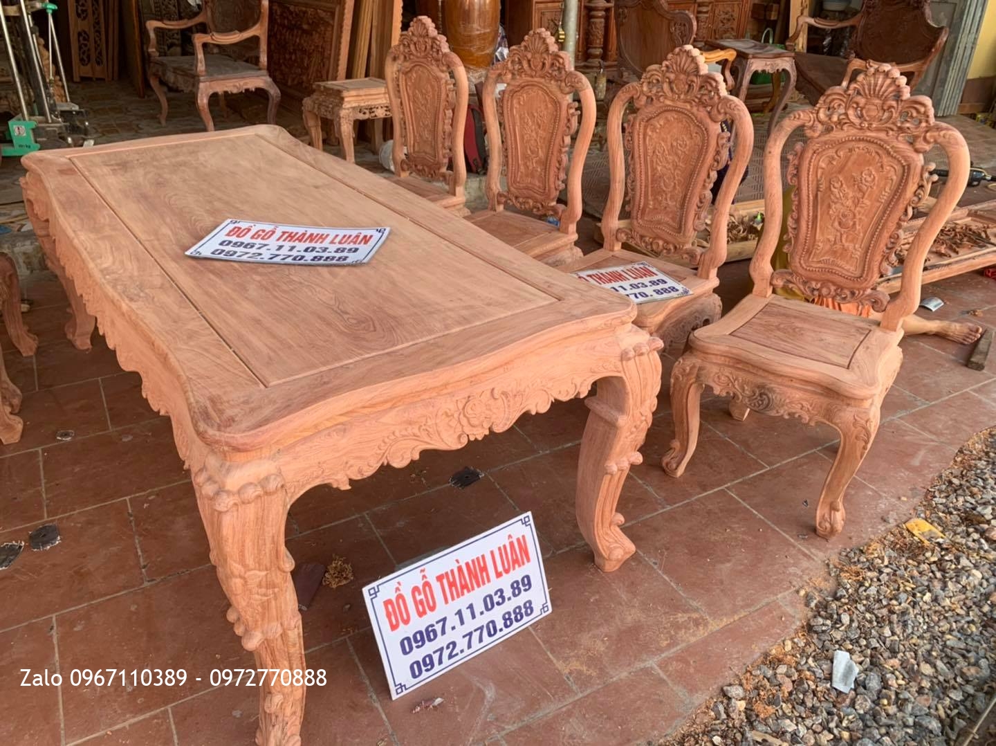 Bộ Bàn Ghế Ăn Mẫu Hoa Lan Tây Gỗ Hương Đá. A Sơn Hoà Bình,,