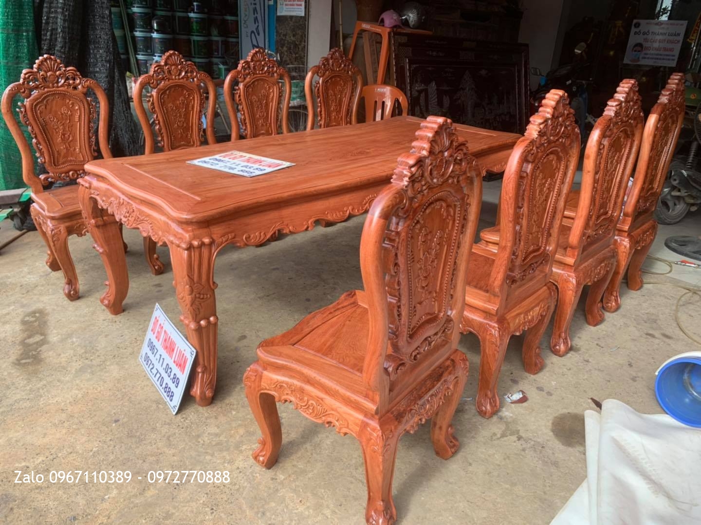 Bộ Bàn Ghế Ăn Mẫu Hoa Lan Tây Gỗ Hương Đá. A Sơn Hoà Bình,