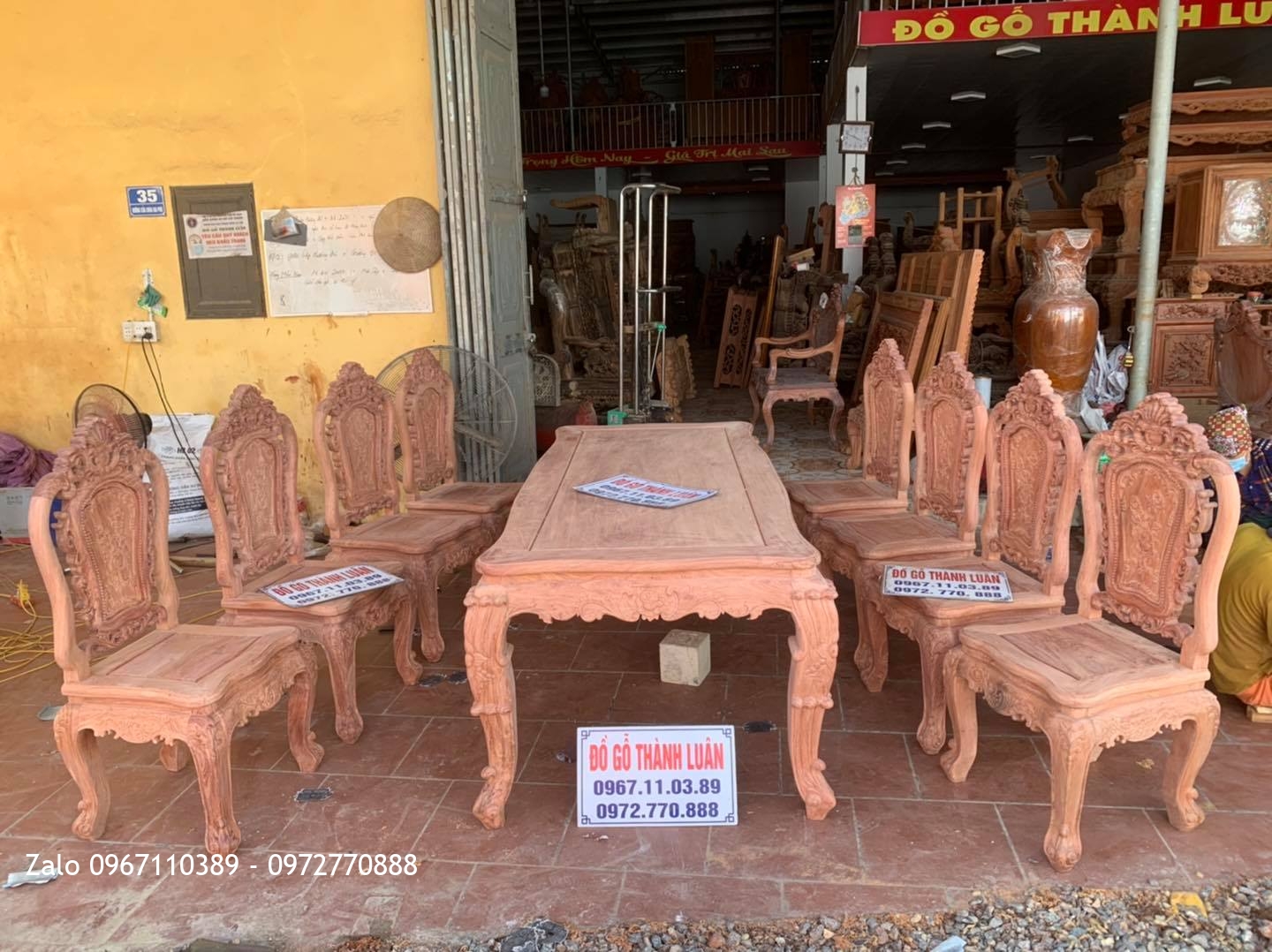 Bộ Bàn Ghế Ăn Mẫu Hoa Lan Tây Gỗ Hương Đá. A Sơn Hoà Bình;