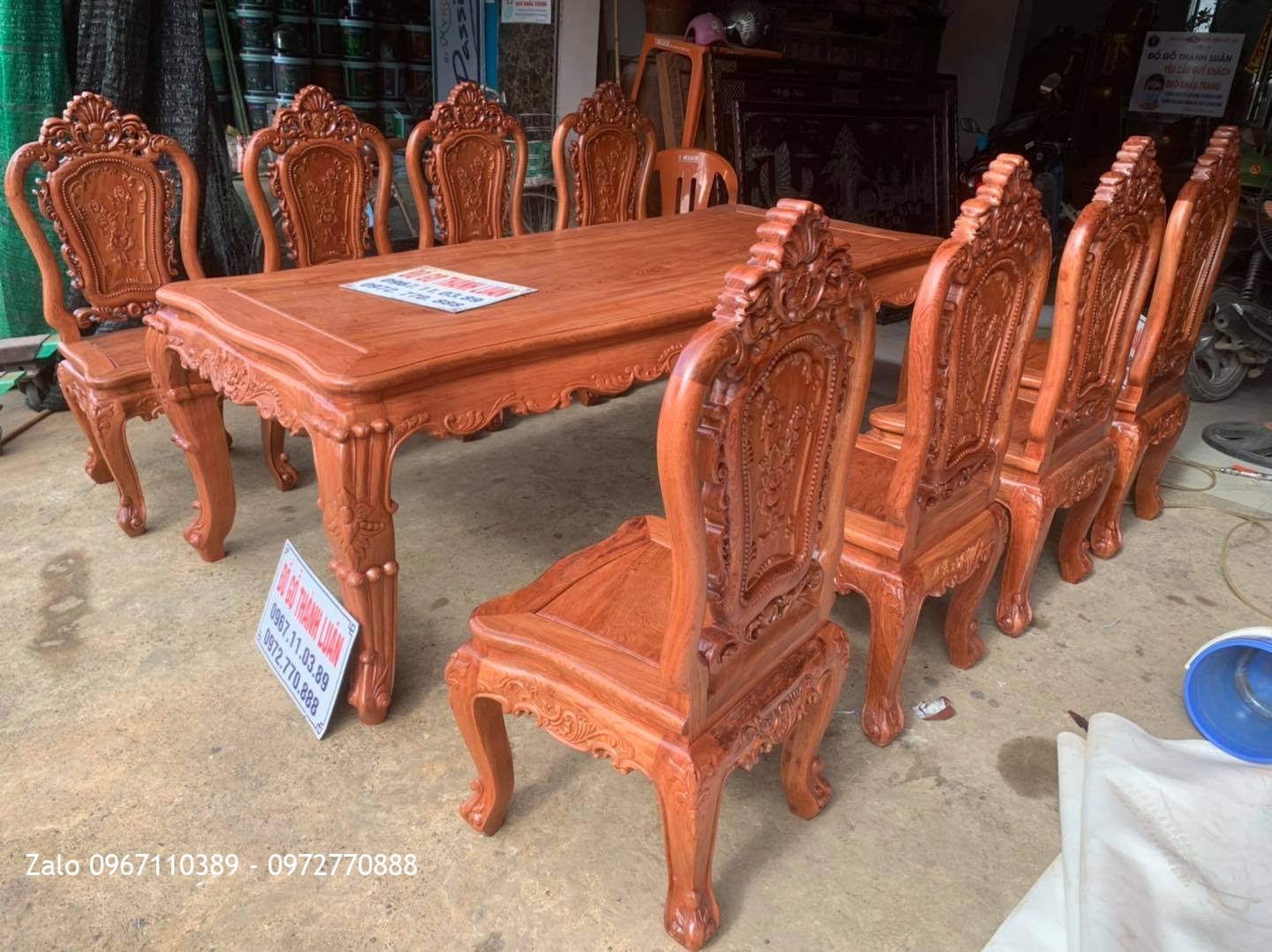 Bộ Bàn Ghế Ăn Mẫu Hoa Lan Tây Gỗ Hương Đá. A Sơn Hoà Bình.,