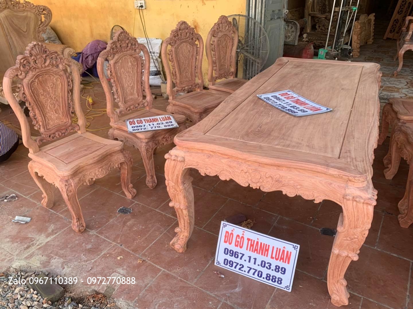 Bộ Bàn Ghế Ăn Mẫu Hoa Lan Tây Gỗ Hương Đá. A Sơn Hoà Bình..