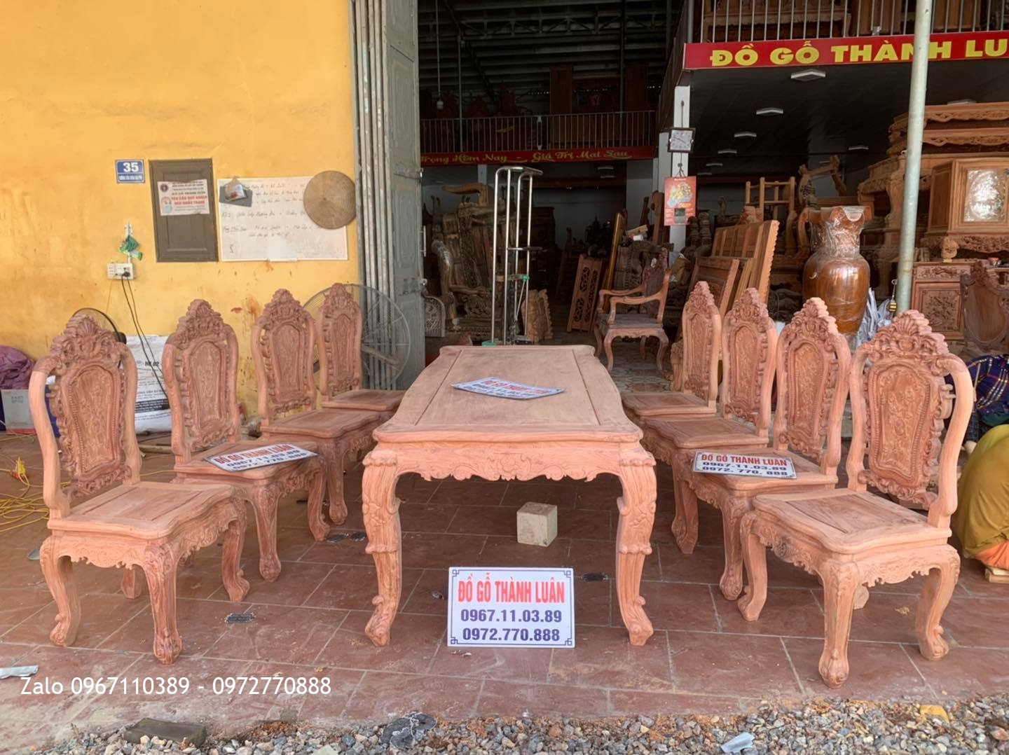 Bộ Bàn Ghế Ăn Mẫu Hoa Lan Tây Gỗ Hương Đá. A Sơn Hoà Bình...