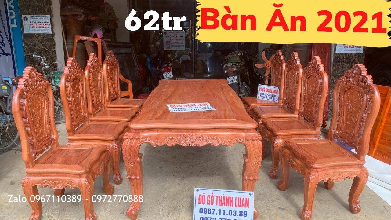 Bộ Bàn Ghế Ăn Mẫu Hoa Lan Tây Gỗ Hương Đá. A Sơn Hoà Bình