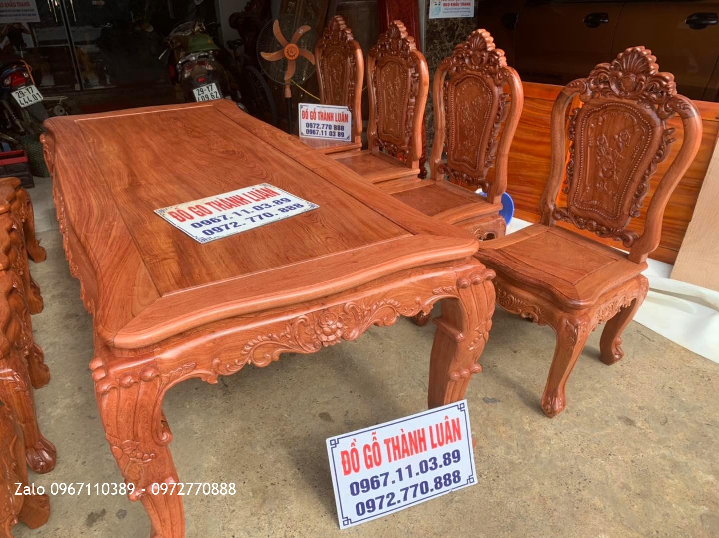 Bộ Bàn Ghế Ăn Mẫu Hoa Lan Tây Gỗ Hương Đá. A Sơn Hoà Bình: