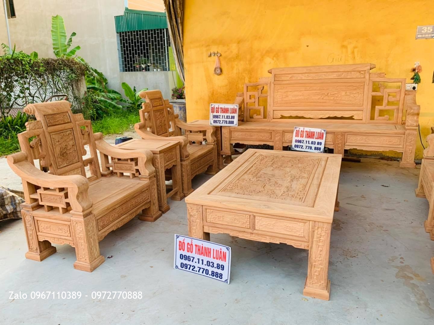 Bộ Bàn Ghế Sơn Thuỷ Gỗ Gõ Đỏ 10 Món Siêu Víp. A Hội Mỹ Hào Hưng Yên..