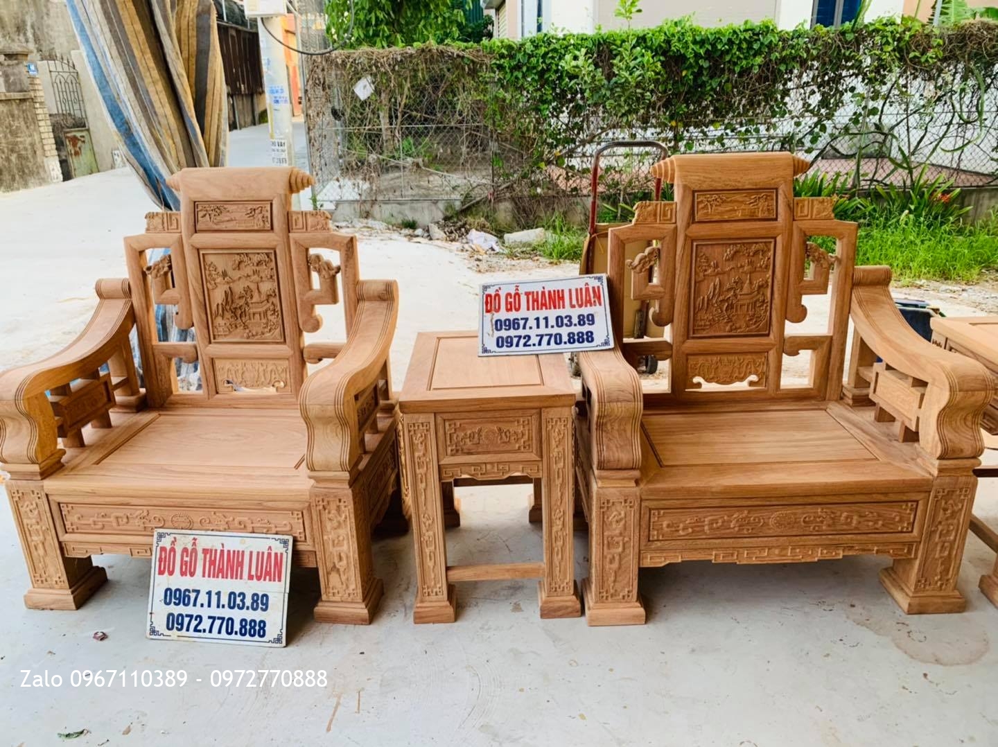 Bộ Bàn Ghế Sơn Thuỷ Gỗ Gõ Đỏ 10 Món Siêu Víp. A Hội Mỹ Hào Hưng Yên.: