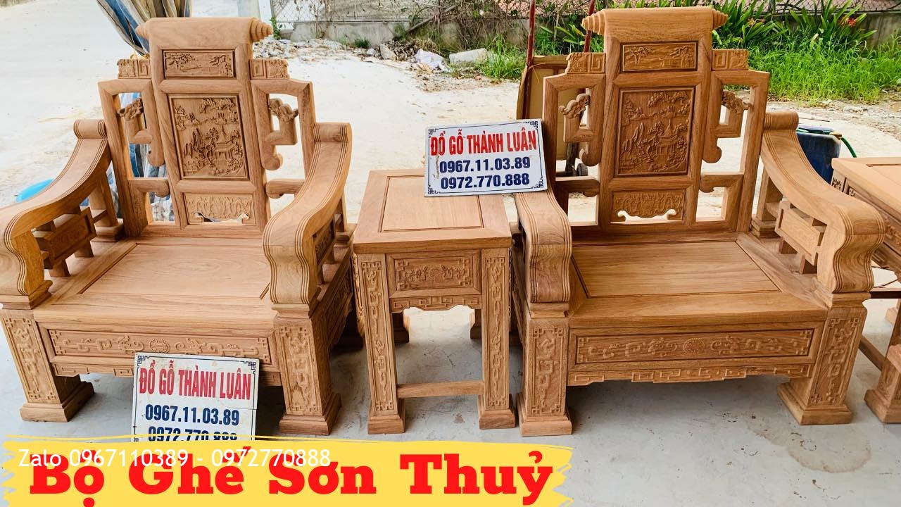 Bộ Bàn Ghế Sơn Thuỷ Gỗ Gõ Đỏ 10 Món Siêu Víp. A Hội Mỹ Hào Hưng Yên