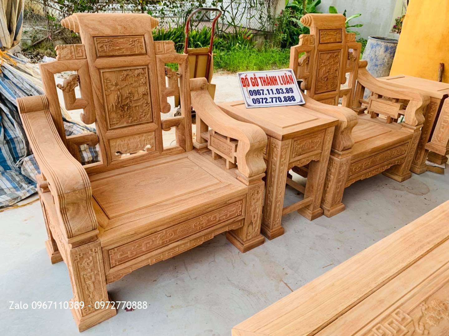 Bộ Bàn Ghế Sơn Thuỷ Gỗ Gõ Đỏ 10 Món Siêu Víp. A Hội Mỹ Hào Hưng Yên: