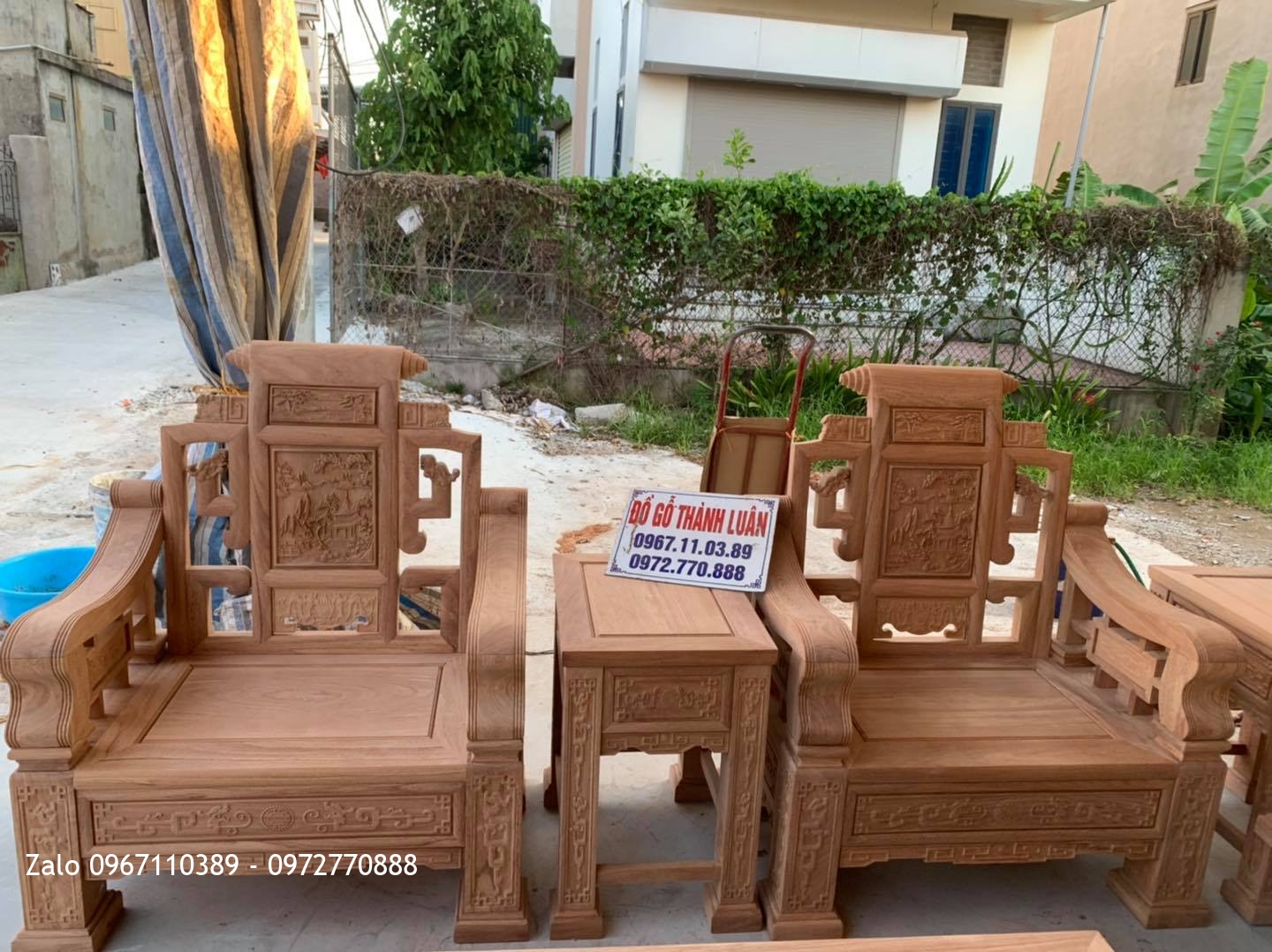 Bộ Bàn Ghế Sơn Thuỷ Gỗ Gõ Đỏ 10 Món Siêu Víp. A Hội Mỹ Hào Hưng Yên:
