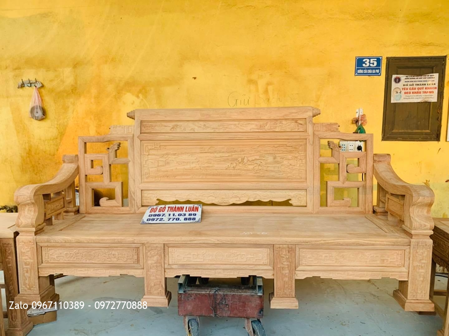 Bộ Bàn Ghế Sơn Thuỷ Gỗ Gõ Đỏ 10 Món Siêu Víp. A Hội Mỹ Hào Hưng Yên::