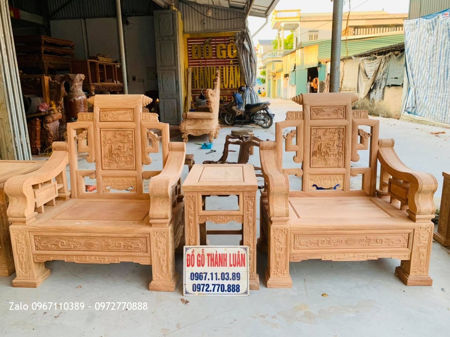 Bộ Bàn Ghế Sơn Thuỷ Gỗ Gõ Đỏ 10 Món Siêu Víp. A Hội Mỹ Hào Hưng Yên:::