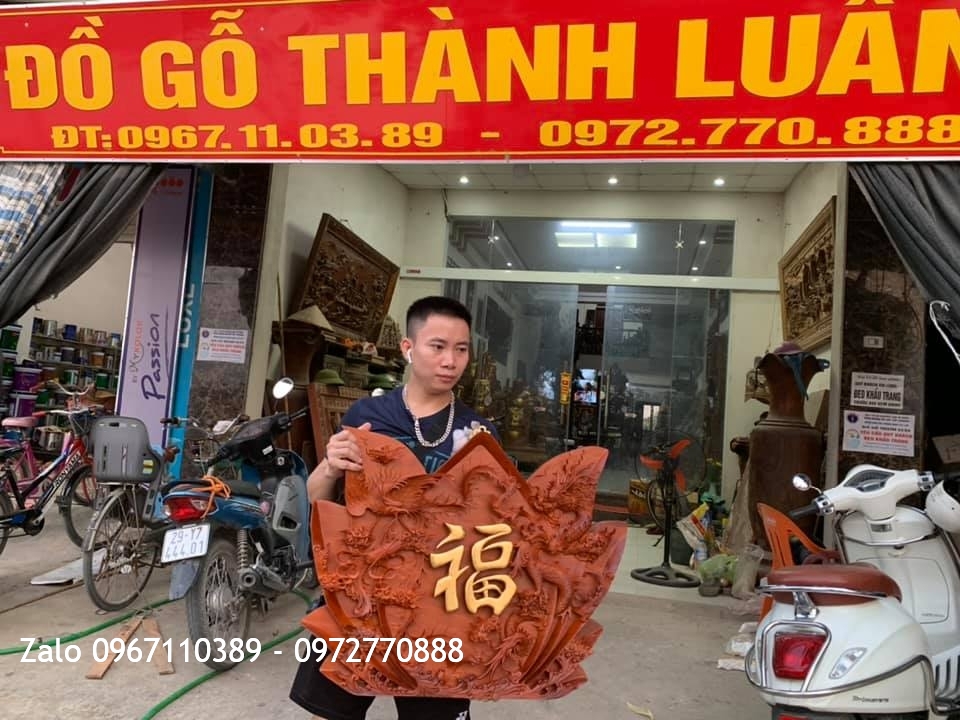 Bức Tranh LONG PHỤNG TÍCH PHÚC Gỗ Hương Đỏ Lào do Nghệ Nhân chế tác và đã đăng ký bản quyền