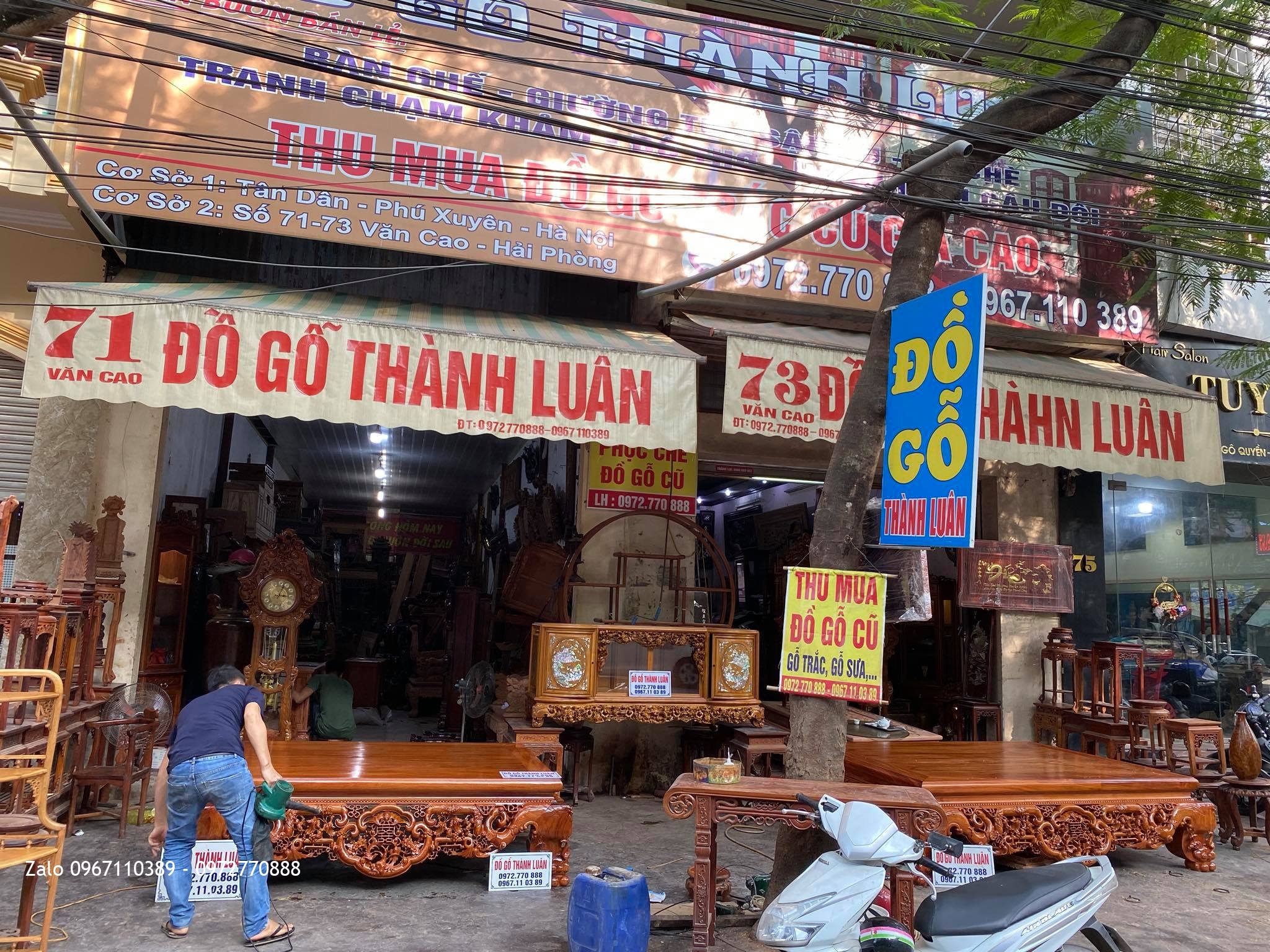 2 sập ngũ phúc Tùng Lộc gỗ hương đá Nam Phi