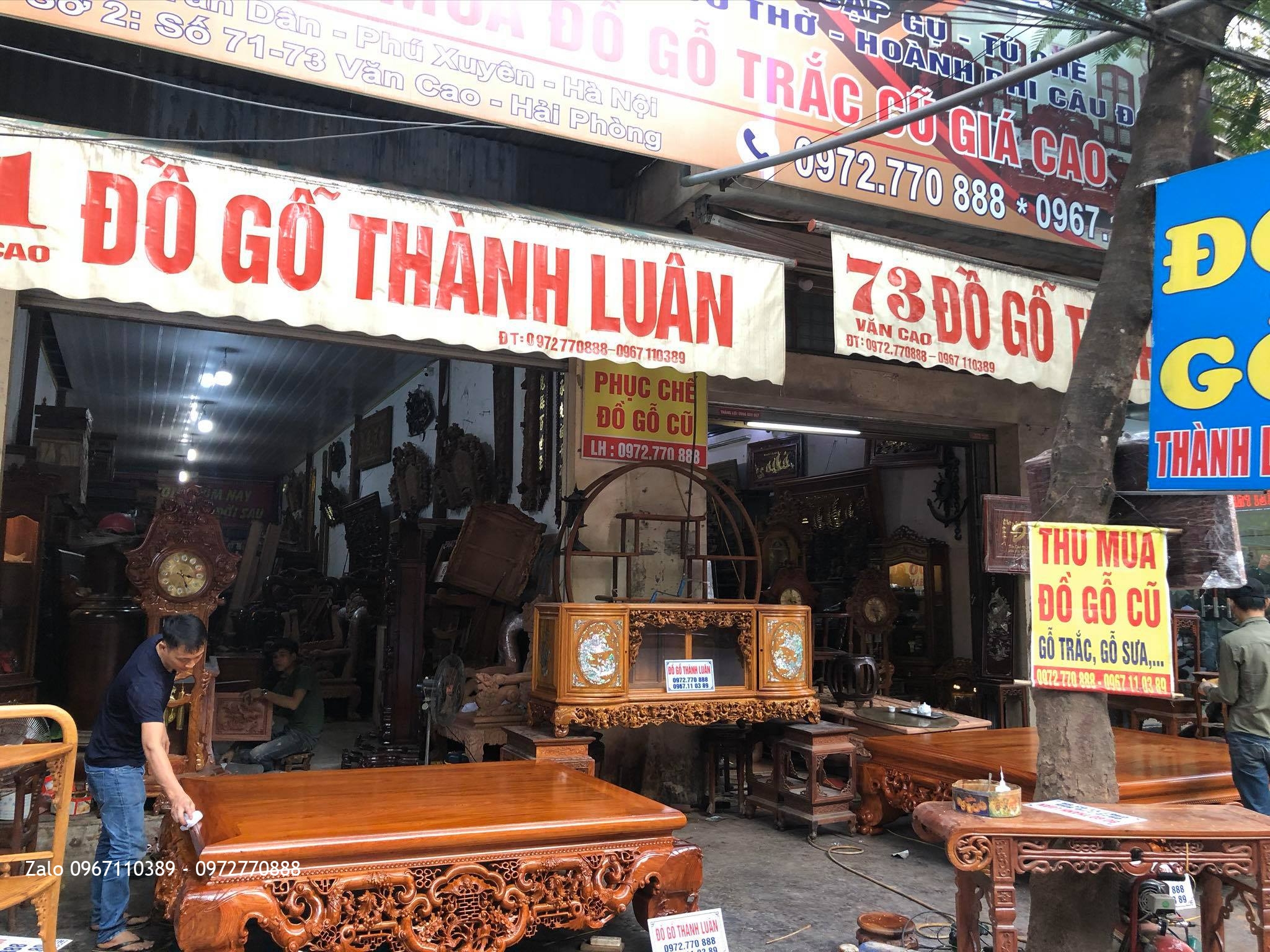 2 sập ngũ phúc Tùng Lộc gỗ hương đá Nam Phi,