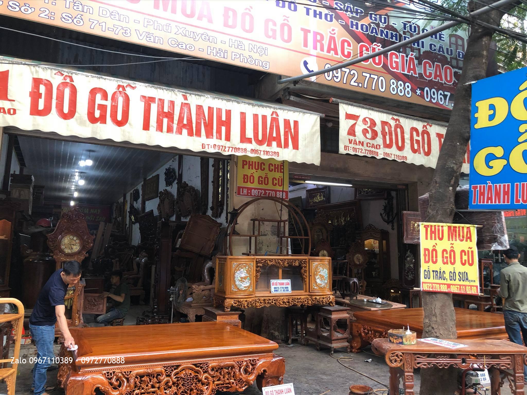 2 sập ngũ phúc Tùng Lộc gỗ hương đá Nam Phi.,