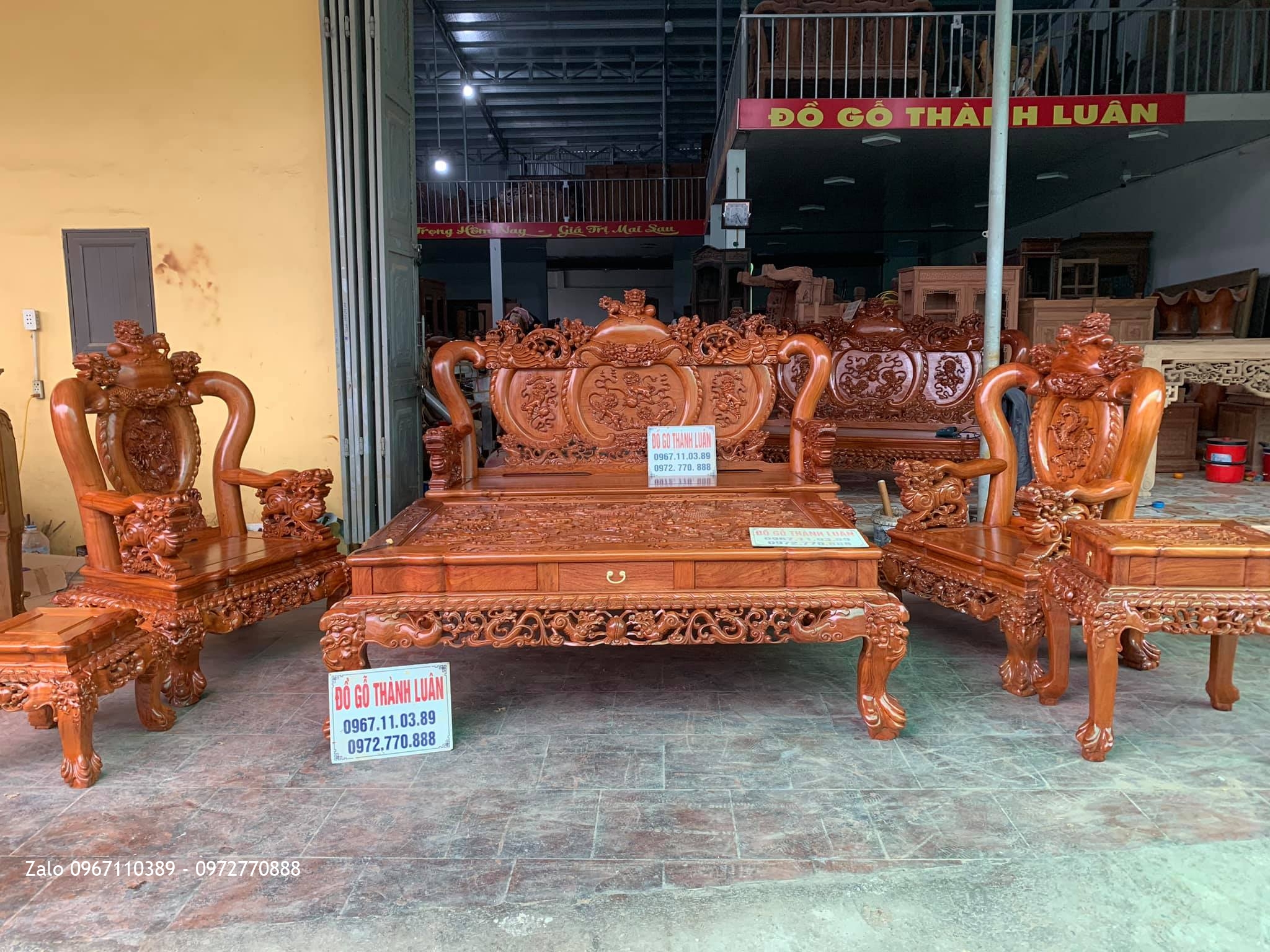 Bộ Bàn Ghế Nghê Bảo Đỉnh Gỗ Hương Đá Siêu Khủng.Chú Tự TP Bắc Ninh