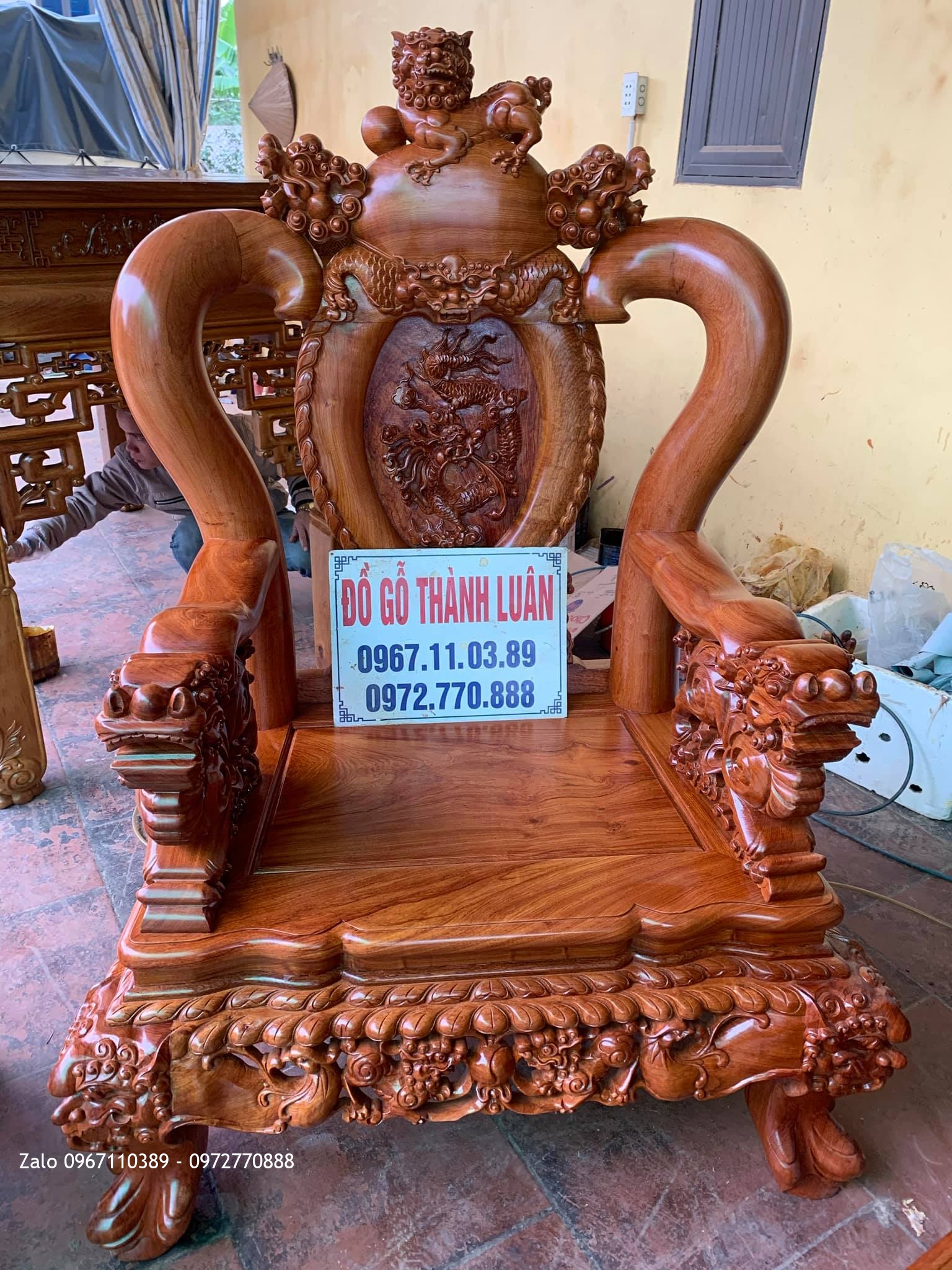 Bộ Bàn Ghế Nghê Bảo Đỉnh Gỗ Hương Đá Siêu Khủng.Chú Tự TP Bắc Ninh..