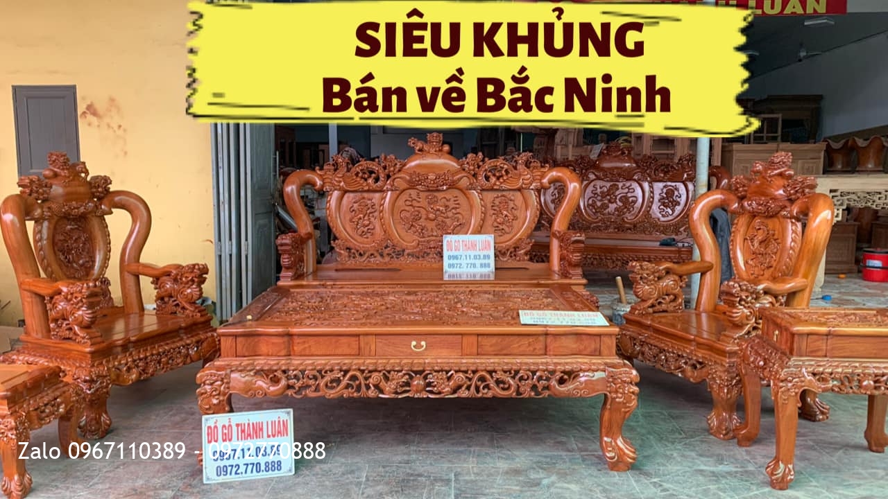 Bộ Bàn Ghế Nghê Bảo Đỉnh Gỗ Hương Đá Siêu Khủng.Chú Tự TP Bắc Ninh