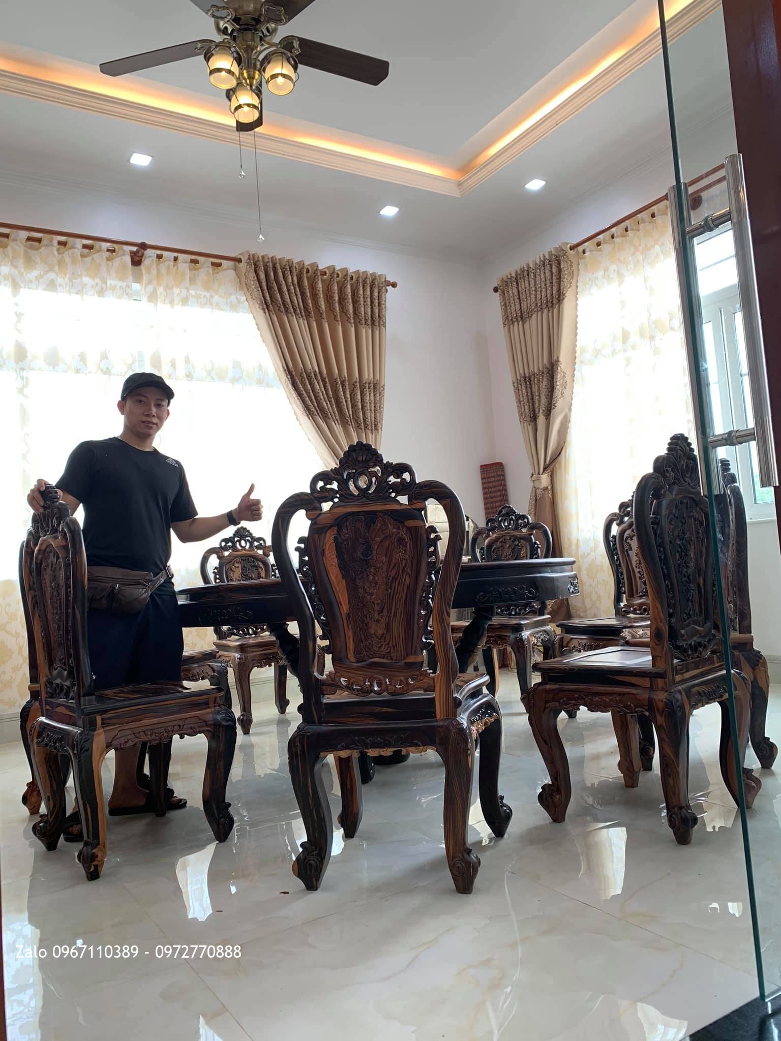 Bàn Ghế Ăn Gỗ Mun. Cho GD Chú Phong Tại T.x Bình Minh, Vinh Long