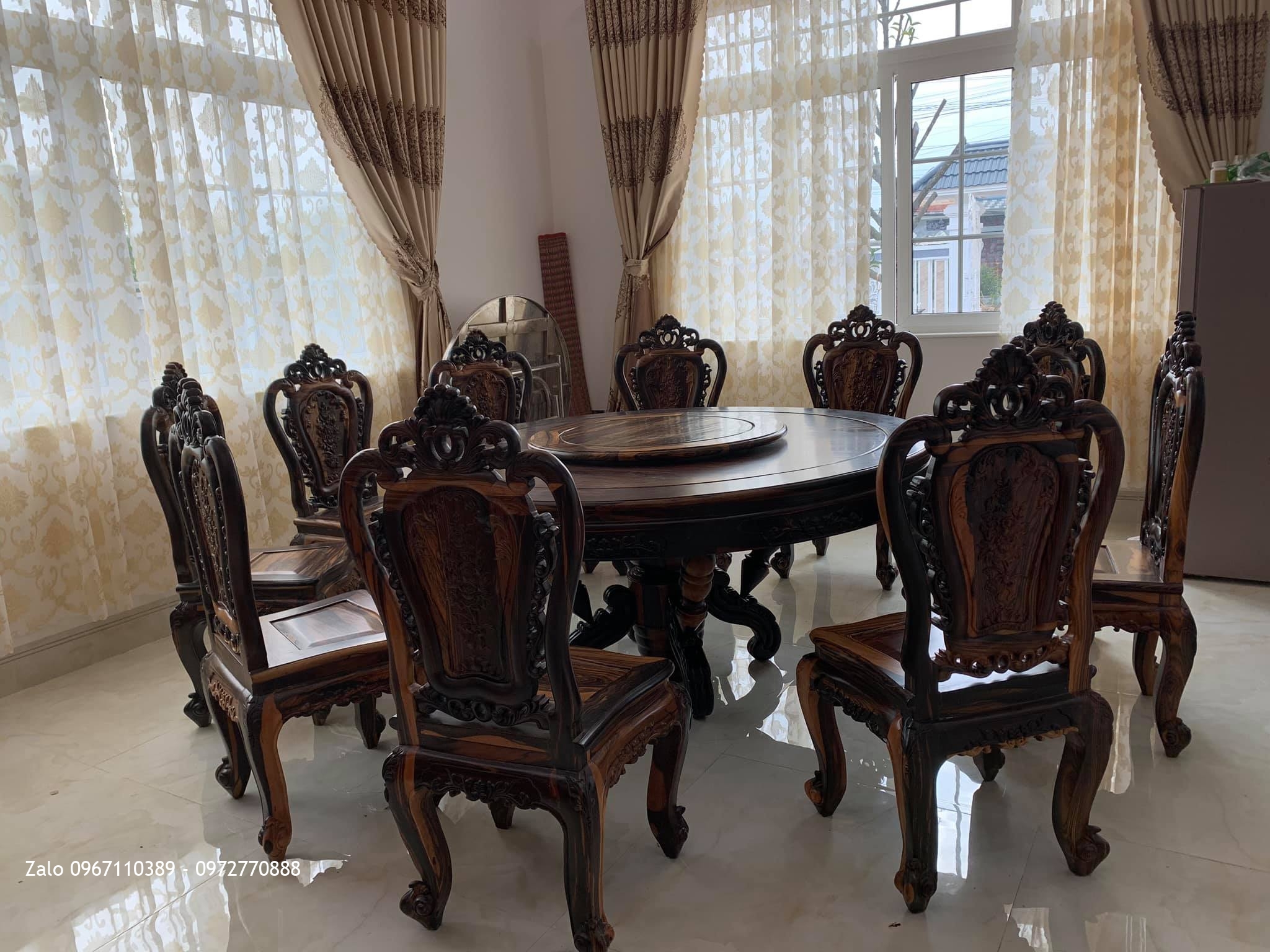 Bàn Ghế Ăn Gỗ Mun. Cho GD Chú Phong Tại T.x Bình Minh, Vinh Long..