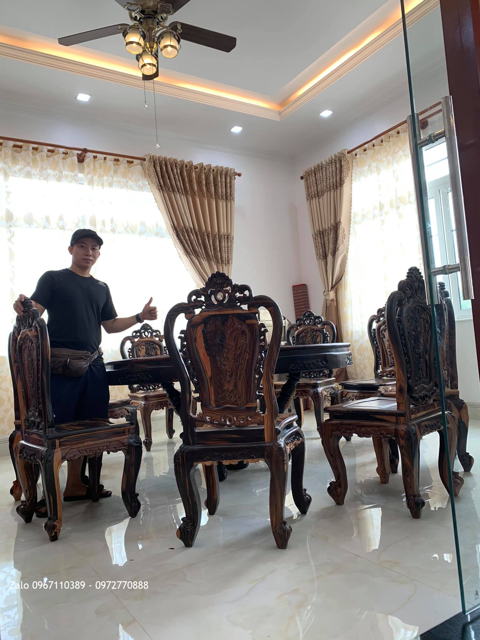 Bàn Ghế Ăn Gỗ Mun. Cho GD Chú Phong Tại T.x Bình Minh, Vinh Long