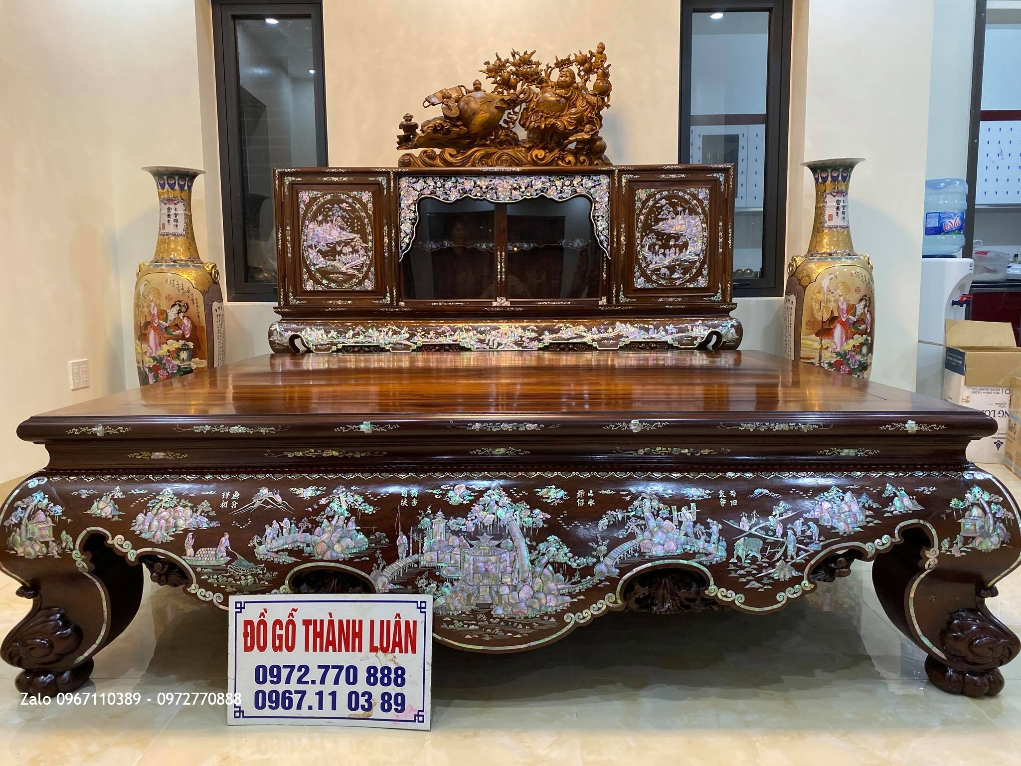 Bộ Sập Gụ Tủ Chè Khảm Ốc Đỏ Singapo Siêu Vip. Bàn Giao Cho Khách Dương Kinh Hải Phòng