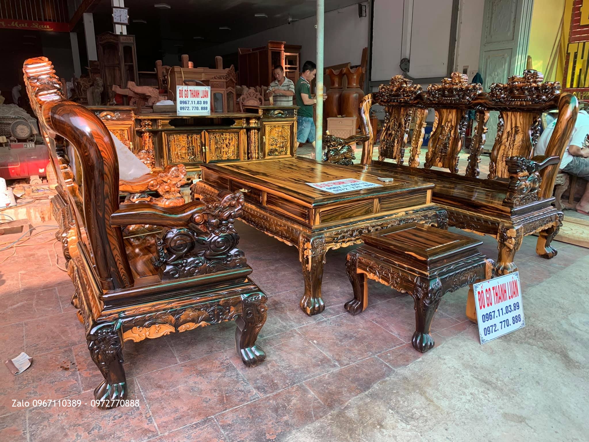 Bộ Ghế Minh Nghê, Kệ Tivi Gỗ Mun Siêu Vip. GĐ A Tuyên Tp Phủ Lý Hà Nam