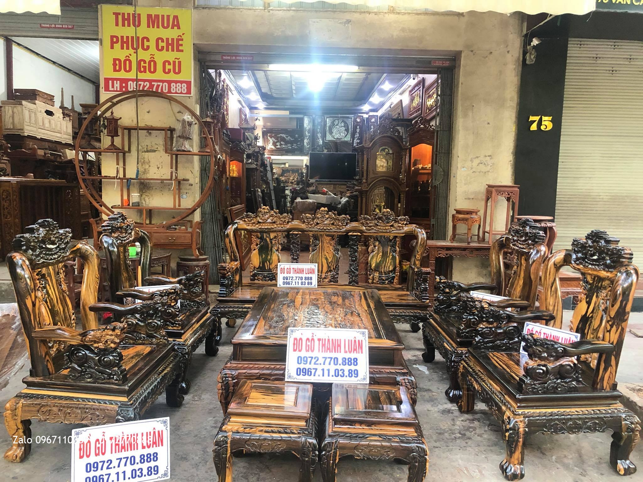 Minh Quốc Nghê Gỗ Mun Lào Cột 10. 8 Món. Cho A Thuần An Dương Hải Phòng