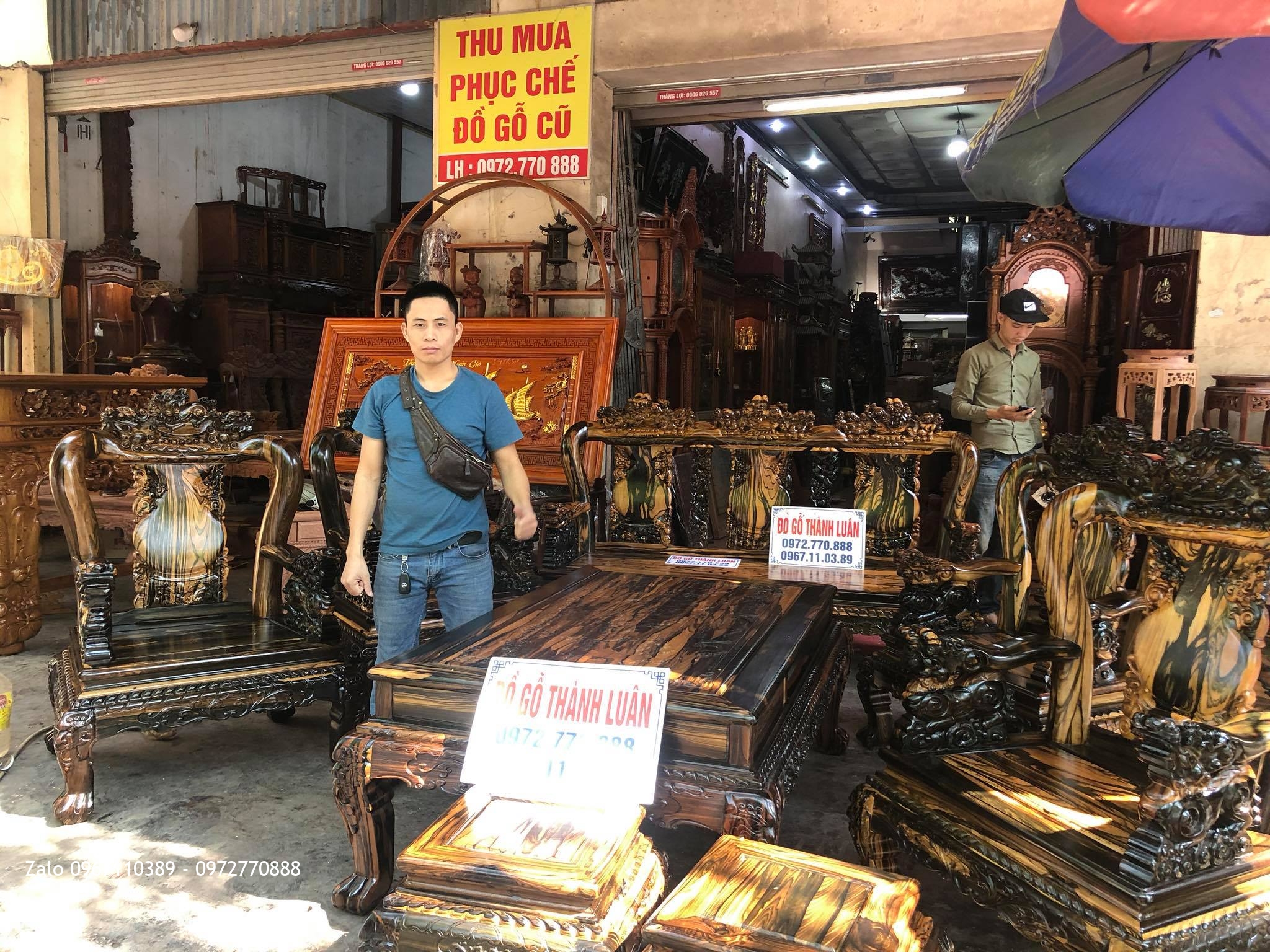 Minh Quốc Nghê Gỗ Mun Lào Cột 10. 8 Món. Cho A Thuần An Dương Hải Phòng