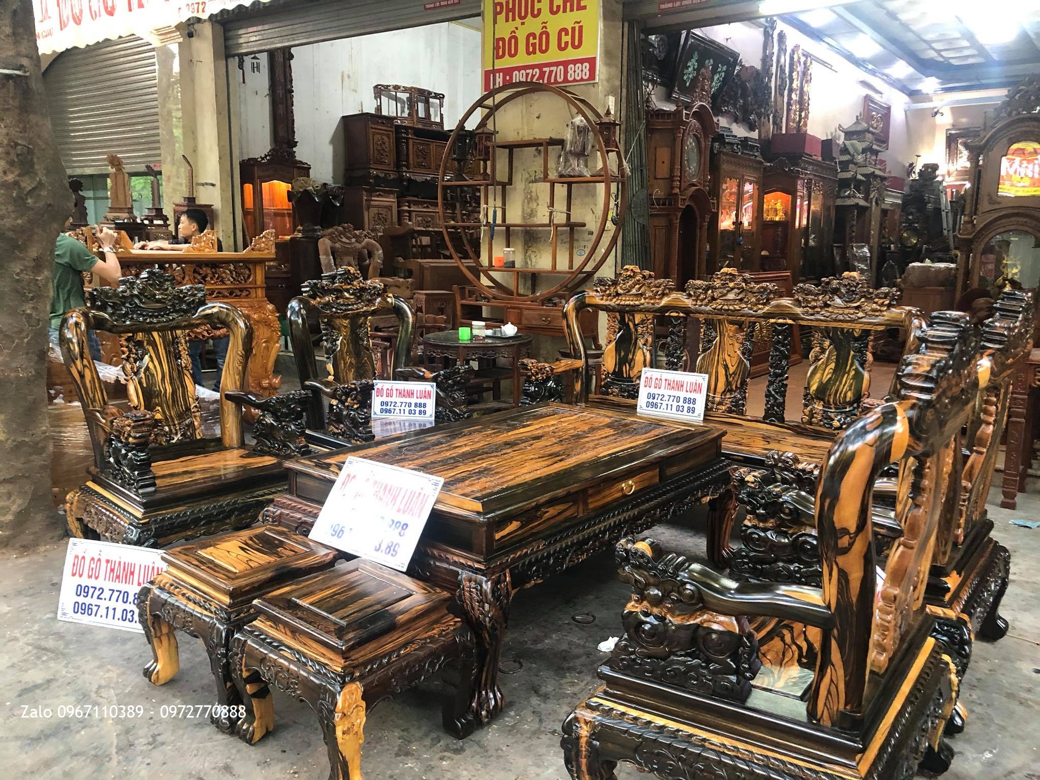 Minh Quốc Nghê Gỗ Mun Lào Cột 10. 8 Món. Cho A Thuần An Dương Hải Phòng,