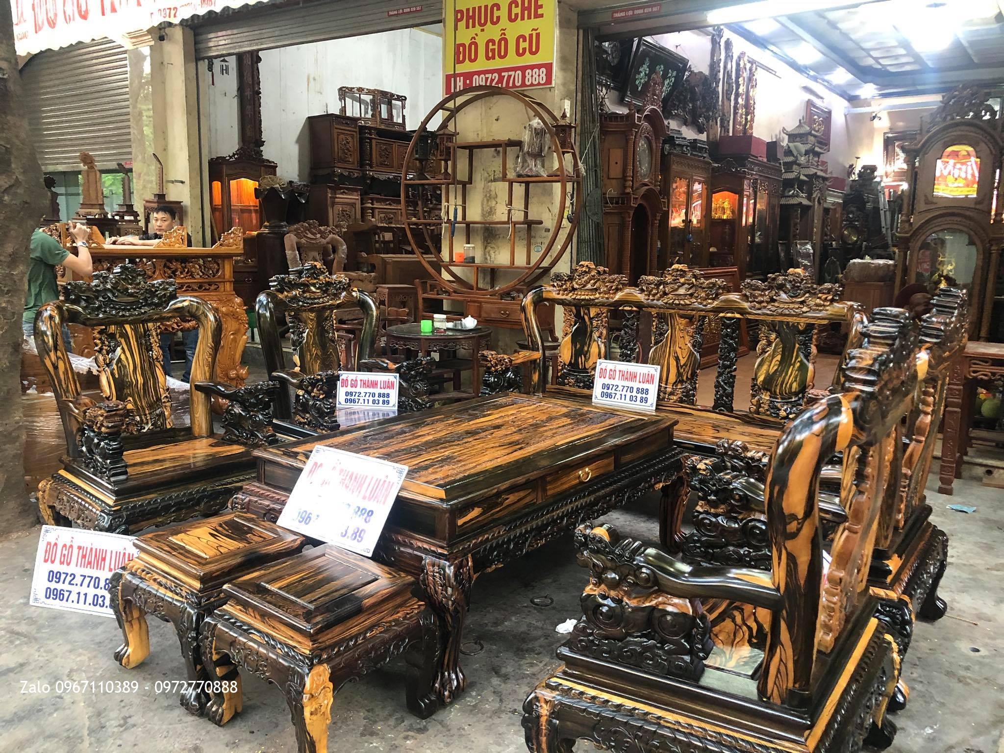 Minh Quốc Nghê Gỗ Mun Lào Cột 10. 8 Món. Cho A Thuần An Dương Hải Phòng,