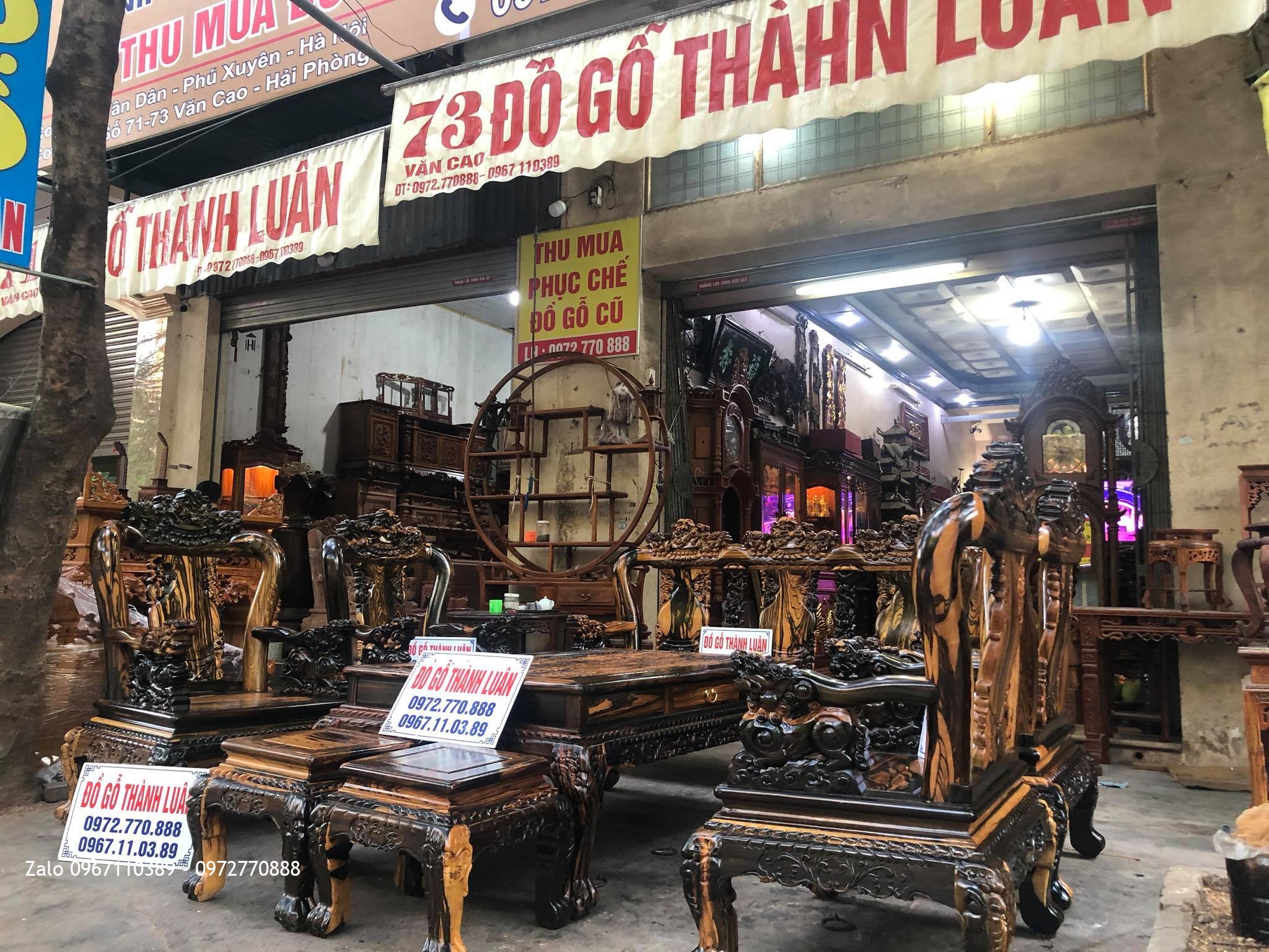 Minh Quốc Nghê Gỗ Mun Lào Cột 10. 8 Món. Cho A Thuần An Dương Hải Phòng,