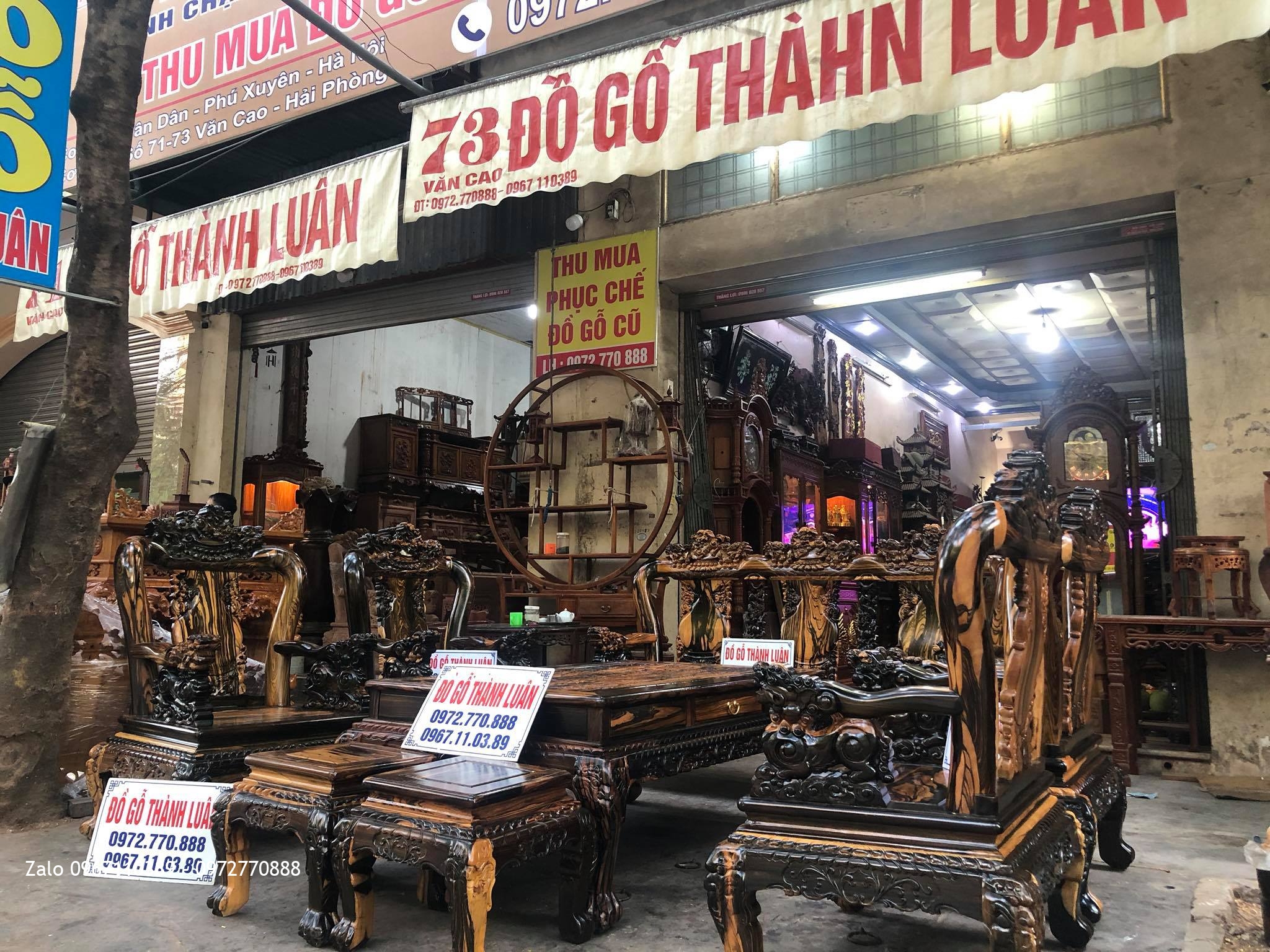 Minh Quốc Nghê Gỗ Mun Lào Cột 10. 8 Món. Cho A Thuần An Dương Hải Phòng.