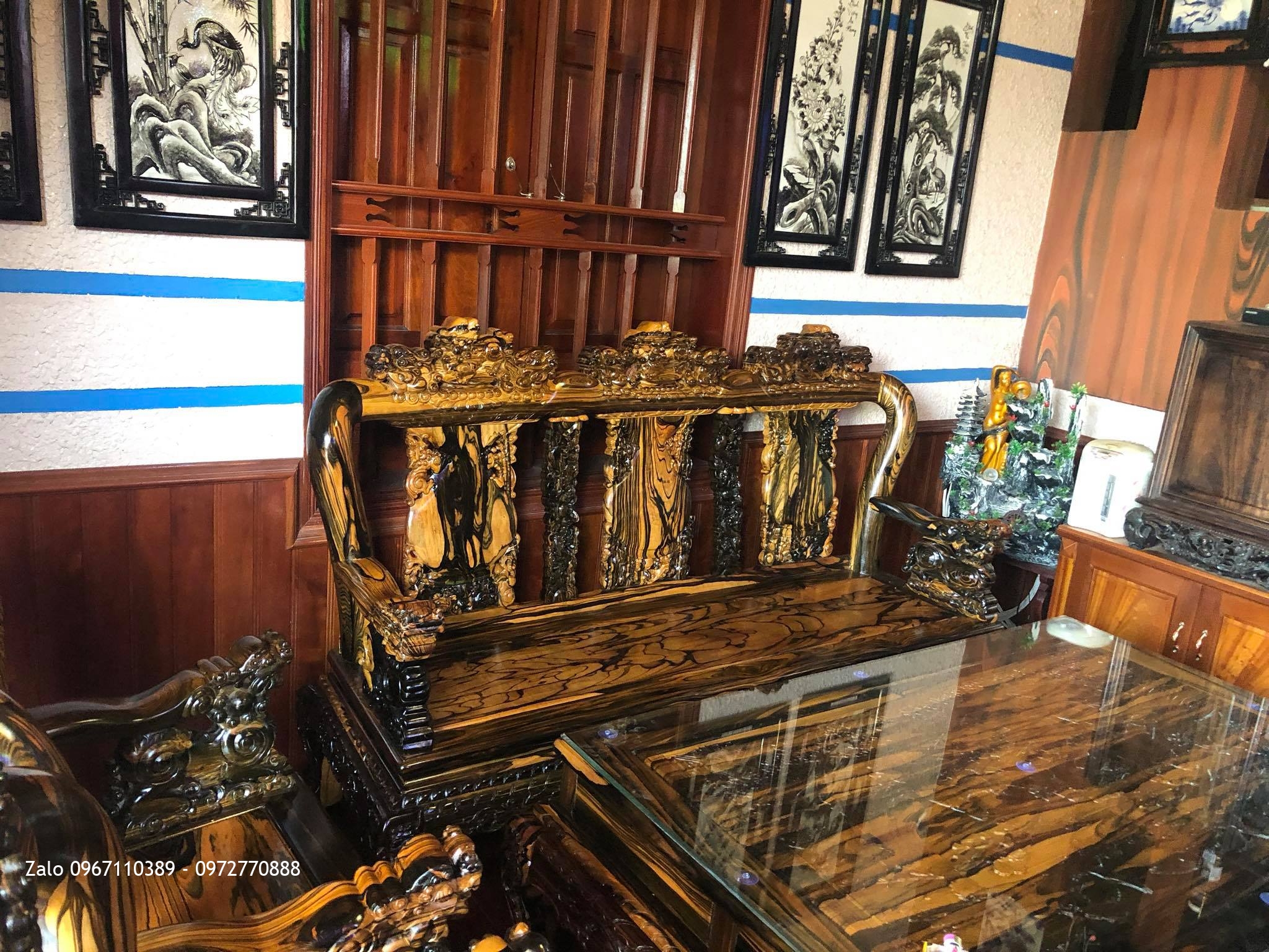 Minh Quốc Nghê Gỗ Mun Lào Cột 10. 8 Món. Cho A Thuần An Dương Hải Phòng.,