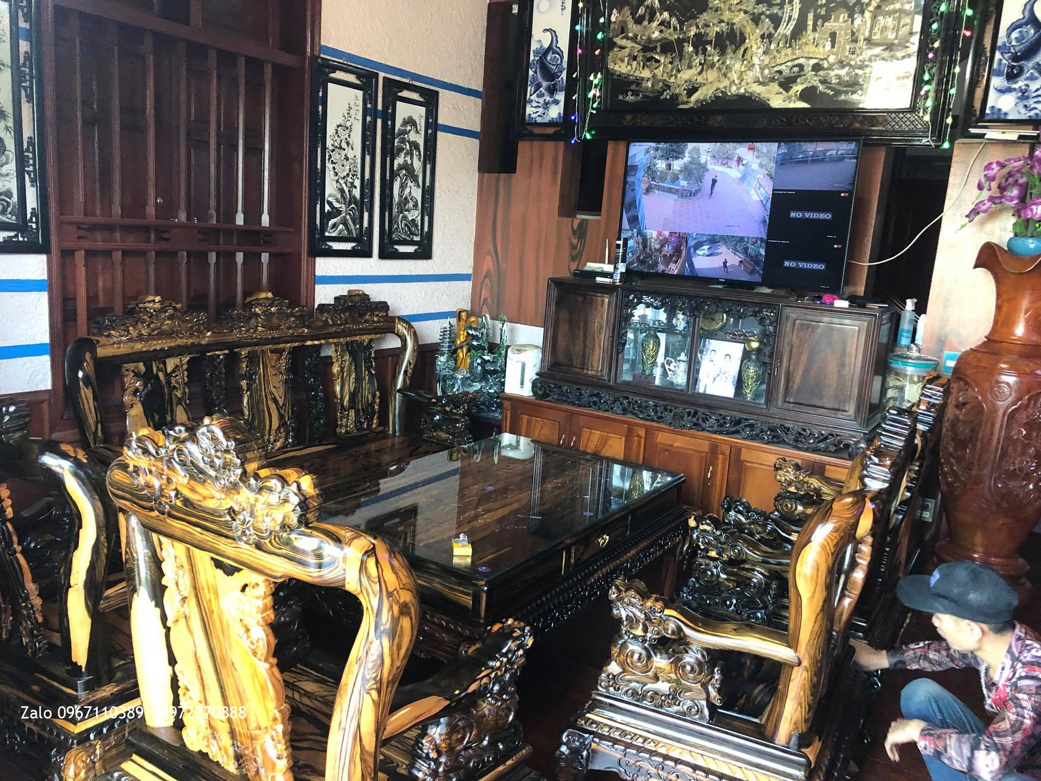 Minh Quốc Nghê Gỗ Mun Lào Cột 10. 8 Món. Cho A Thuần An Dương Hải Phòng.,